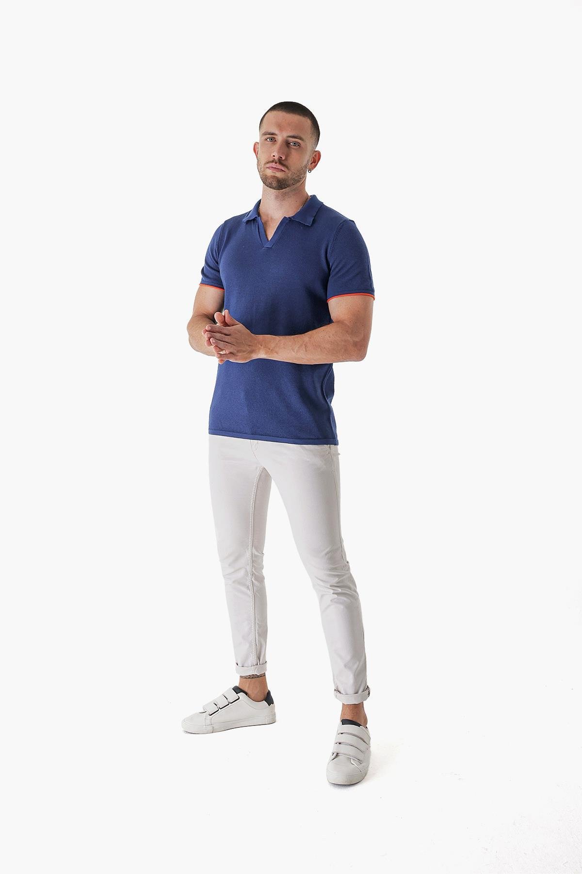 Chuba Erkek Majör Polo Yaka Triko T-Shirt Navy 23S2007