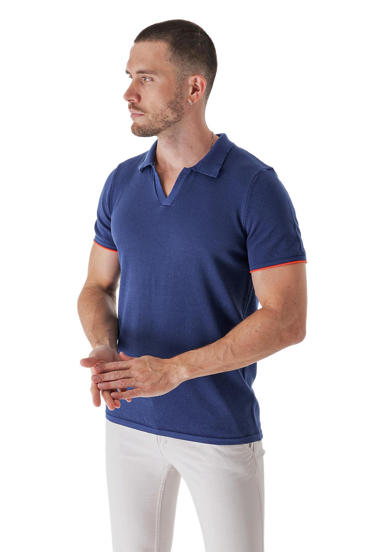Chuba Erkek Majör Polo Yaka Triko T-Shirt Navy 23S2007