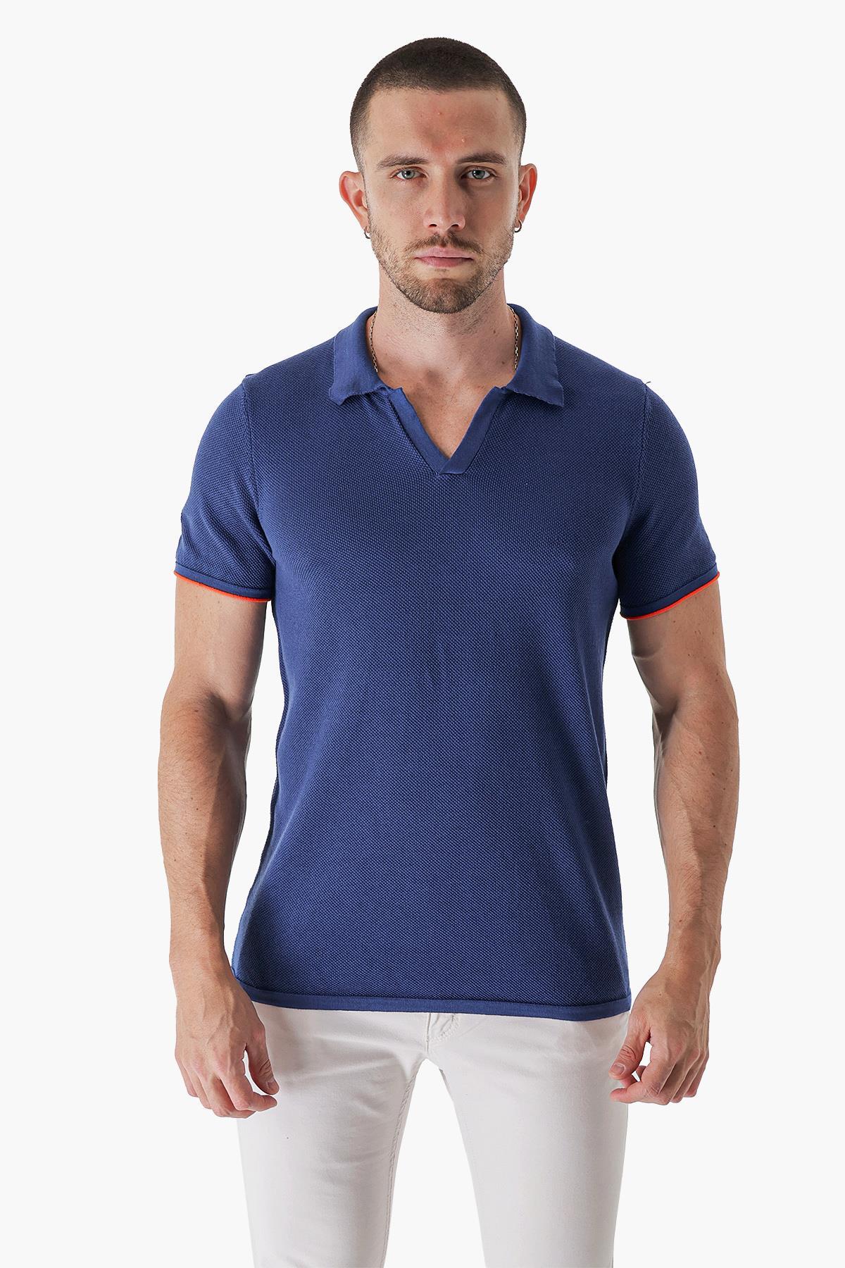 Chuba Erkek Majör Polo Yaka Triko T-Shirt Navy 23S2007