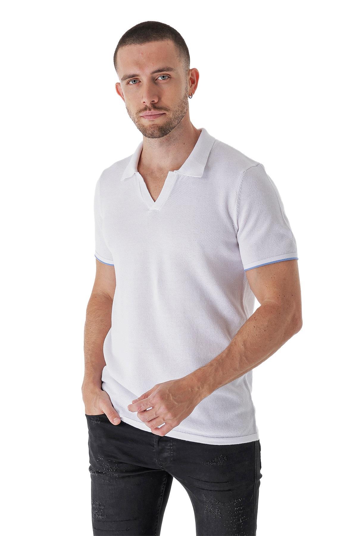 Chuba Erkek Majör Polo Yaka Triko T-Shirt Beyaz 23S2007