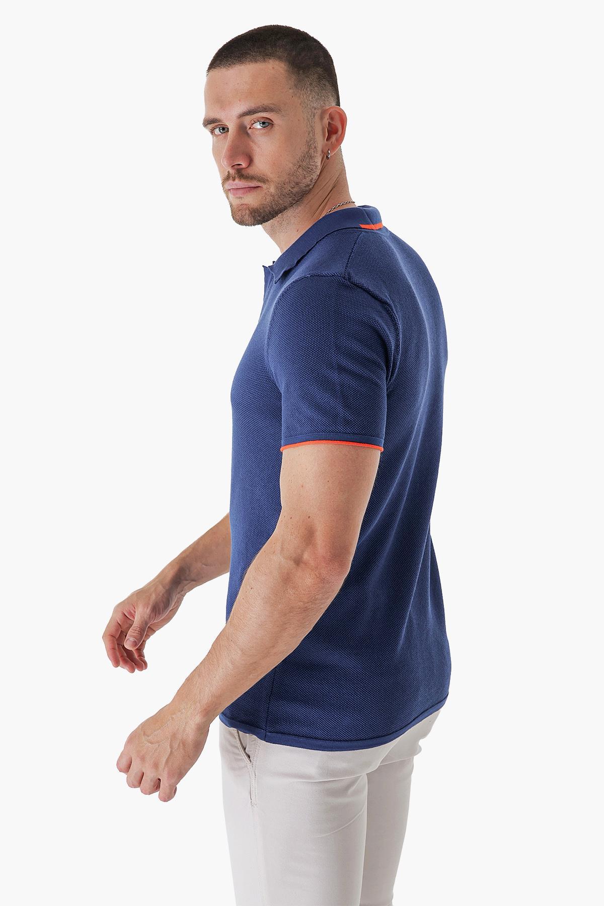 Chuba Erkek Majör Polo Yaka Triko T-Shirt Navy 23S2007