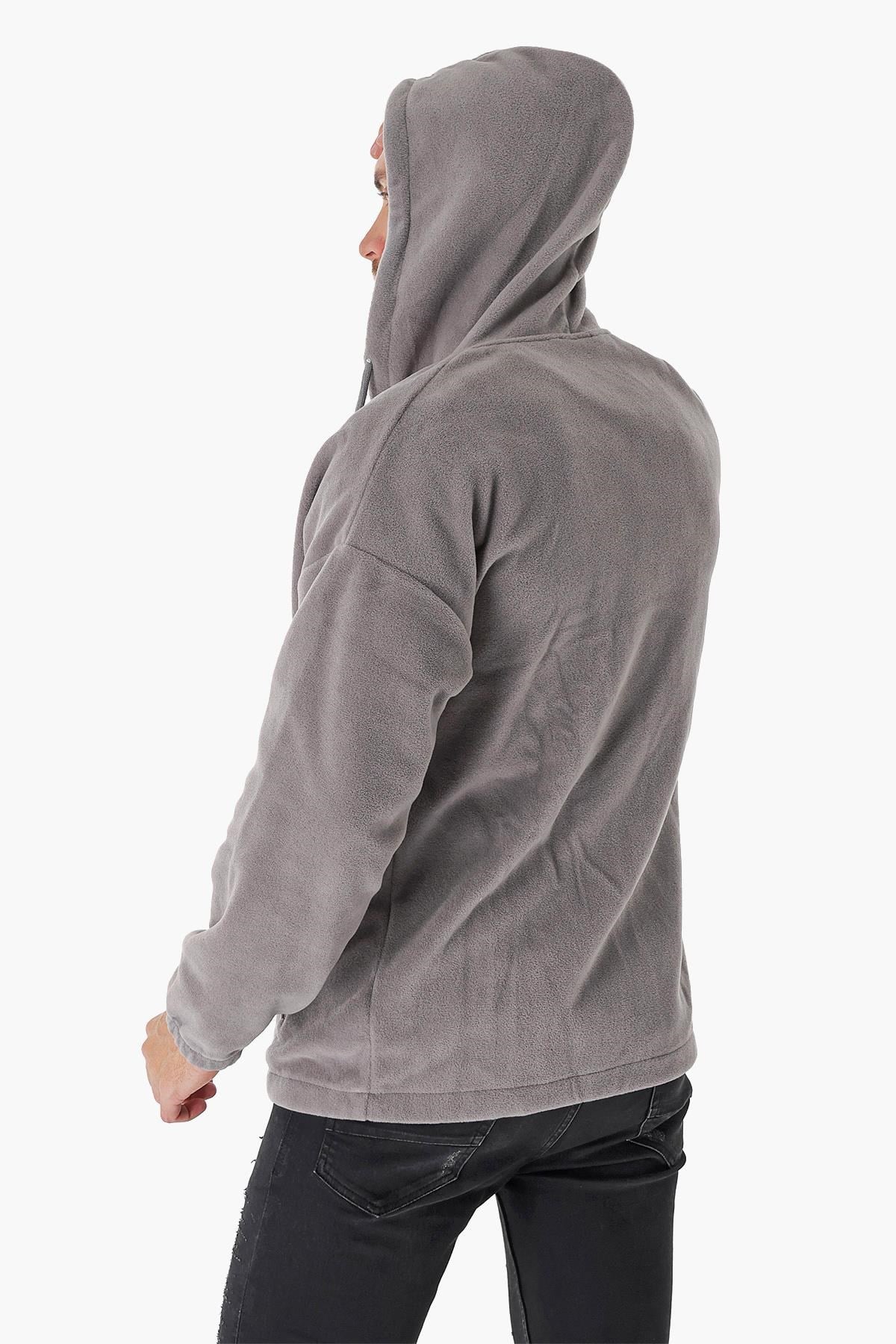 CHUBA Erkek Outdoor Oversize Kapüşonlu Fermuar Kapamalı Polar Hoddie Gri 23W106