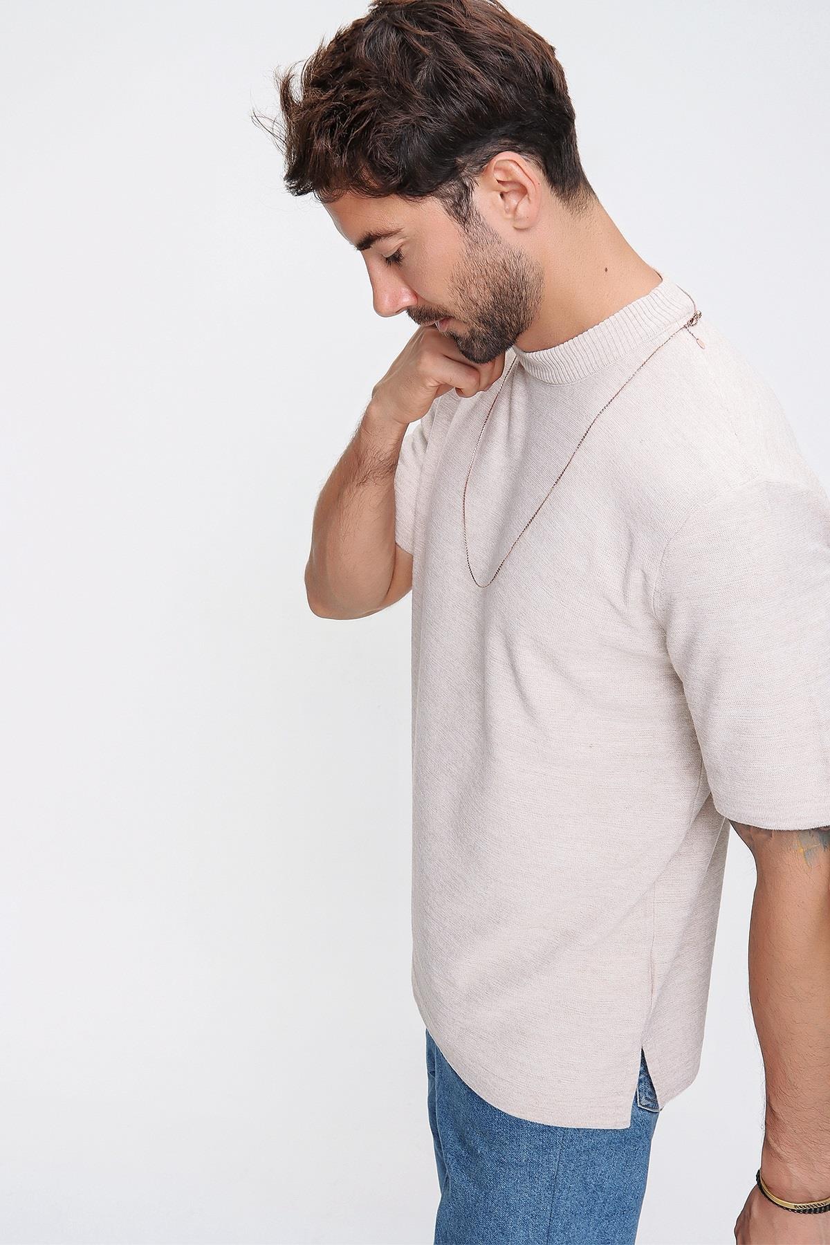 Chuba Erkek Oversize Triko T-Shirt Bej 20W188