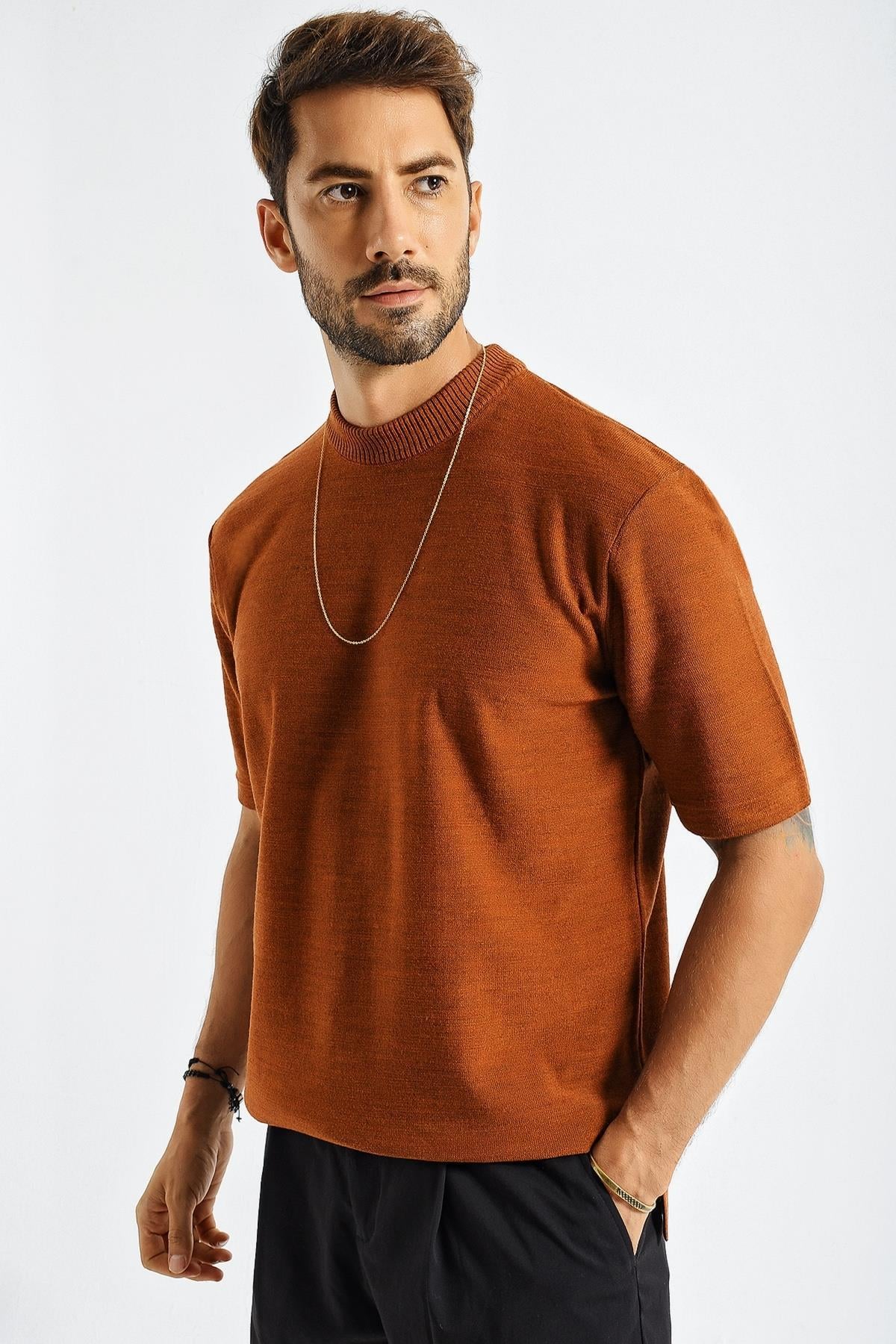 Chuba Erkek  Oversize Triko T-Shirt Tarçın 20W188
