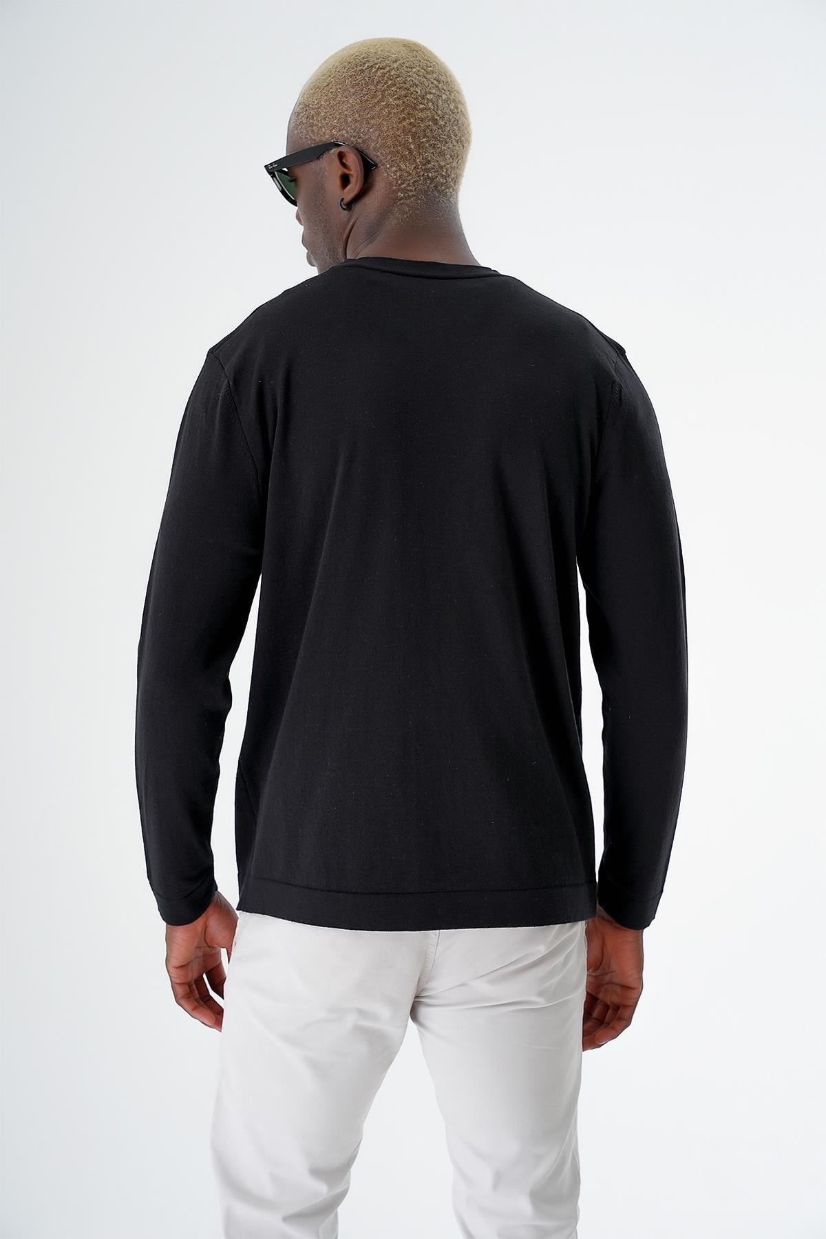 Chuba Erkek Pamuklu Düğmeli Standart Fit Casual Triko Hırka Siyah 24S277