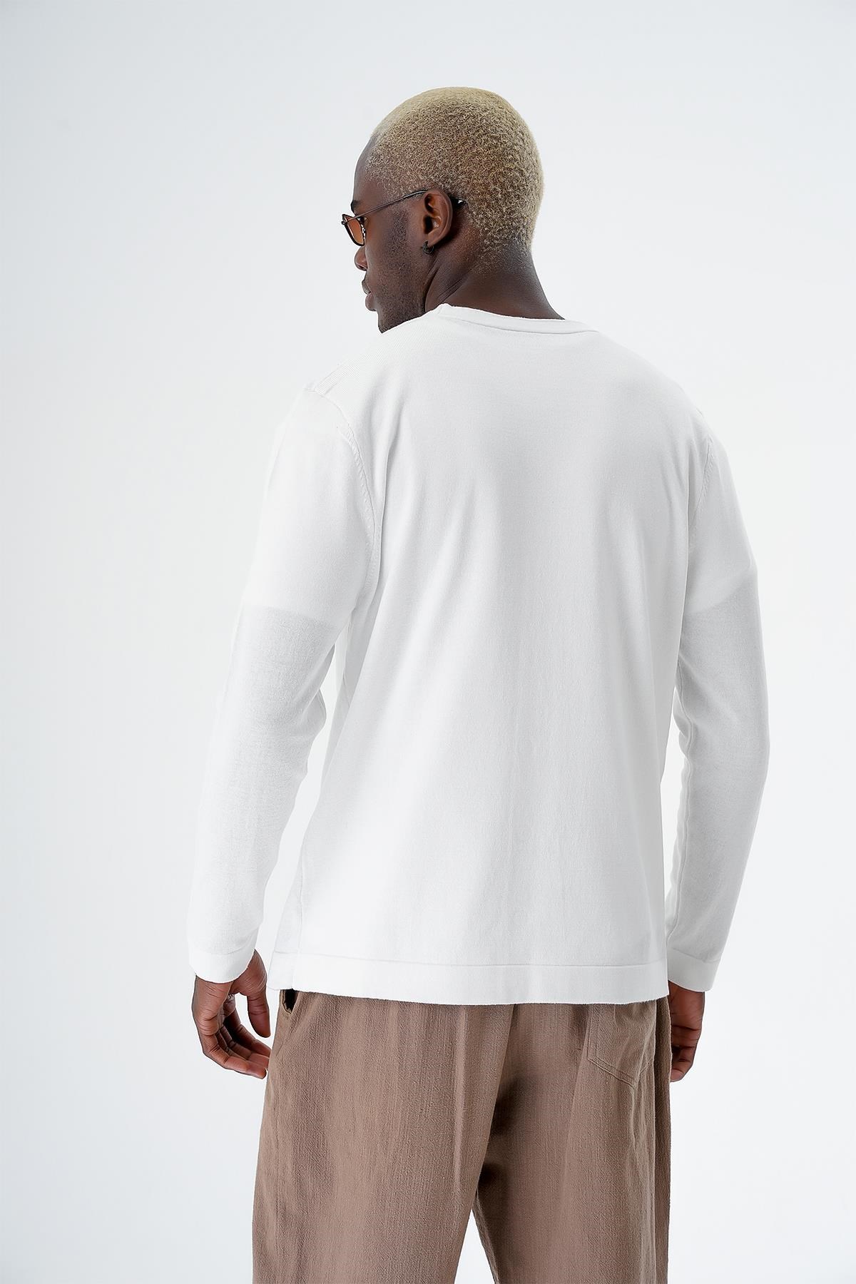 Chuba Erkek Pamuklu Düğmeli Standart Fit Casual Triko Hırka Beyaz 24S277
