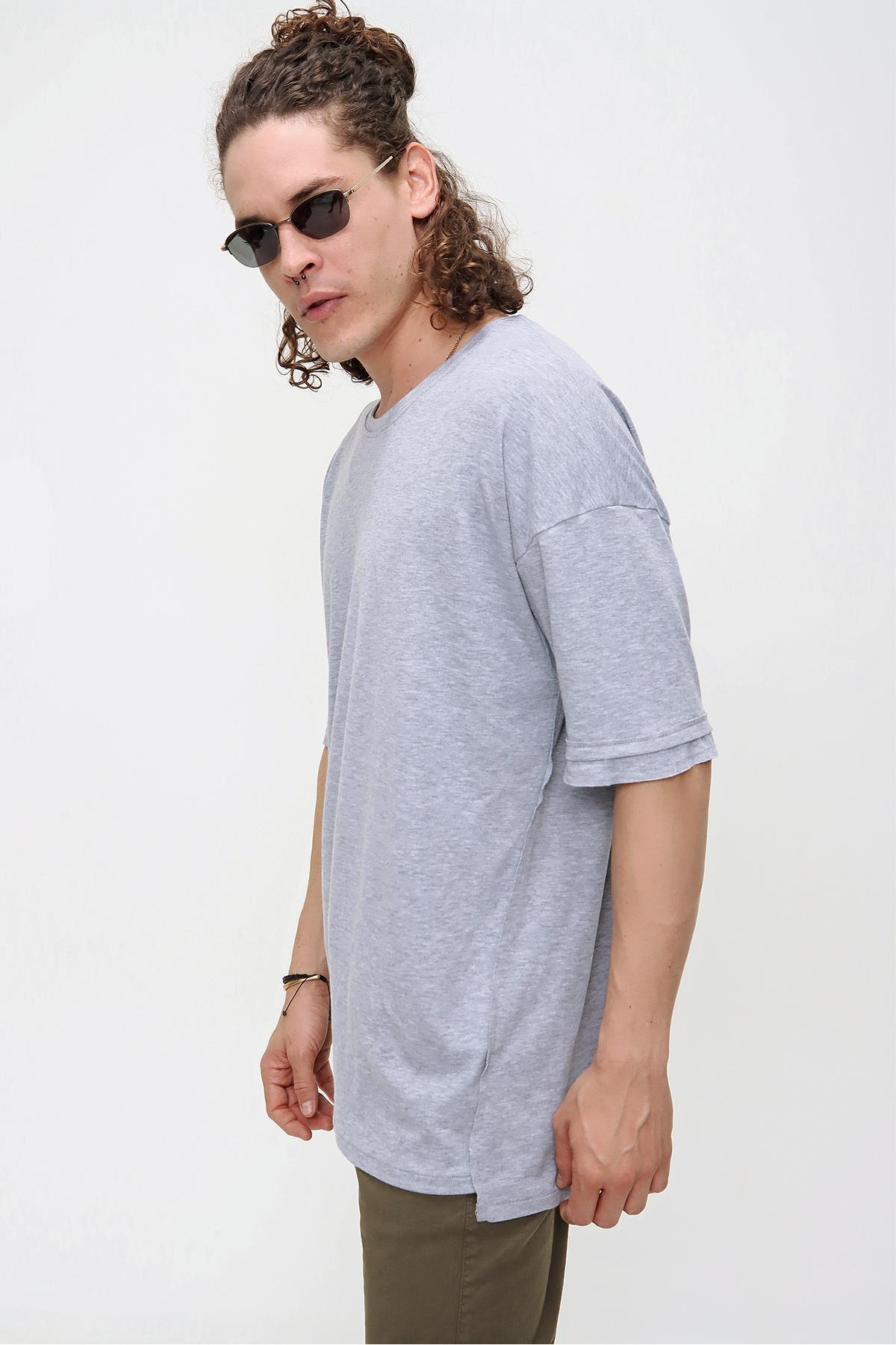 Chuba Erkek Premium Bisiklet Yaka Dokulu Oversize Spor Kesim t-Shirt 21S105