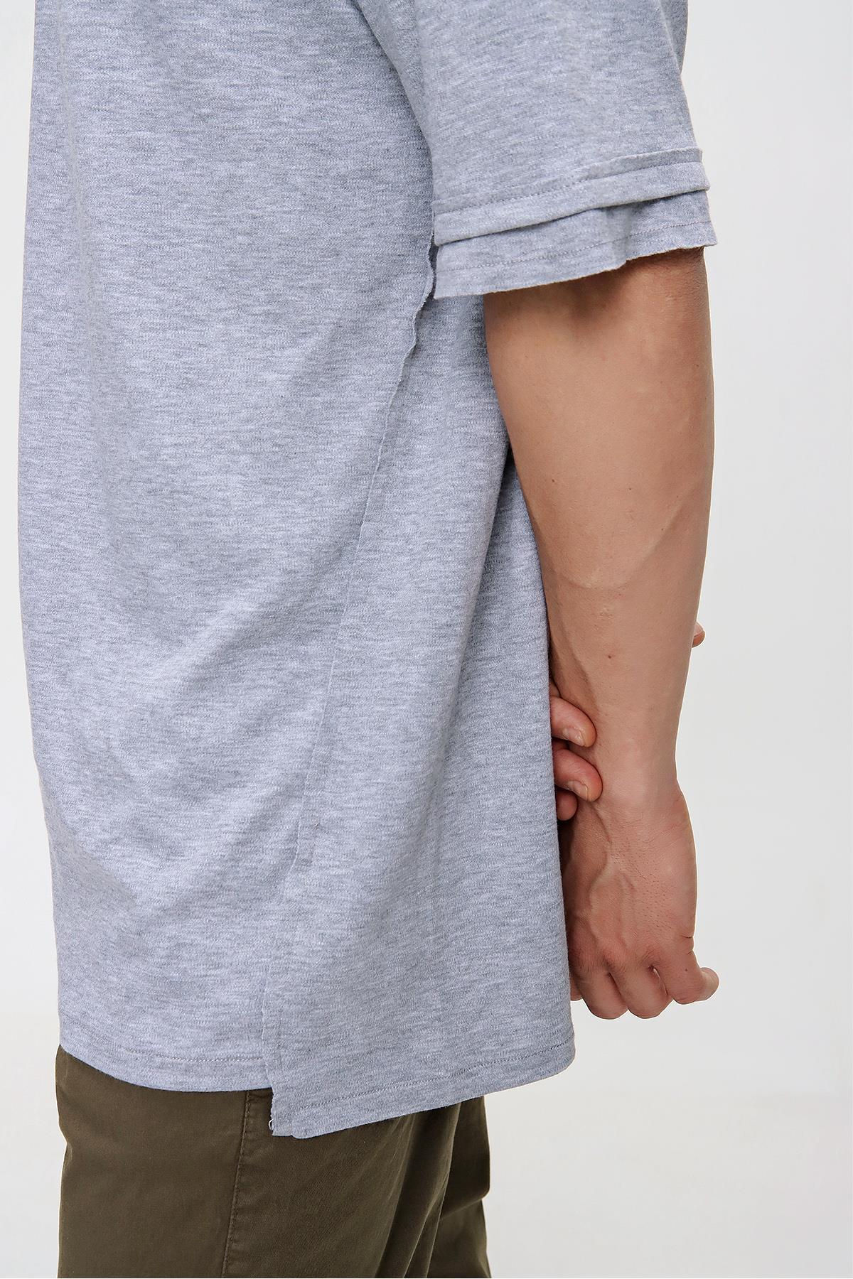 Chuba Erkek Premium Bisiklet Yaka Dokulu Oversize Spor Kesim t-Shirt 21S105