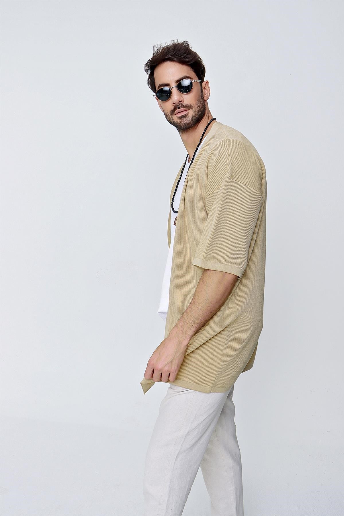 Chuba Erkek Rahat Kalıp Triko Kimono Taba  22SM211