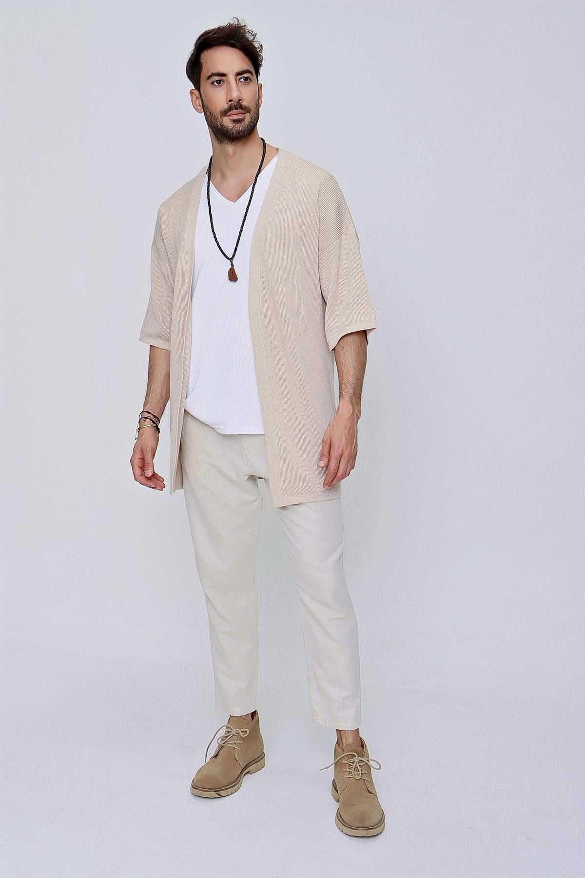 Chuba Erkek Rahat Kalıp Triko Kimono Bej  22SM211