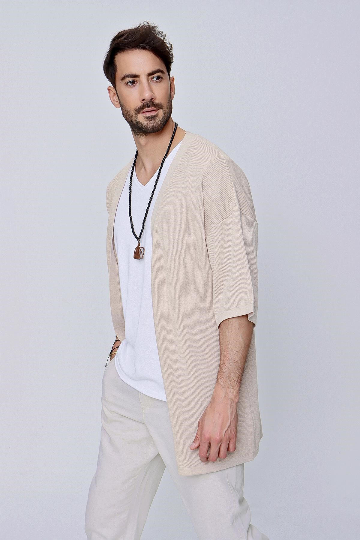 Chuba Erkek Rahat Kalıp Triko Kimono Bej  22SM211