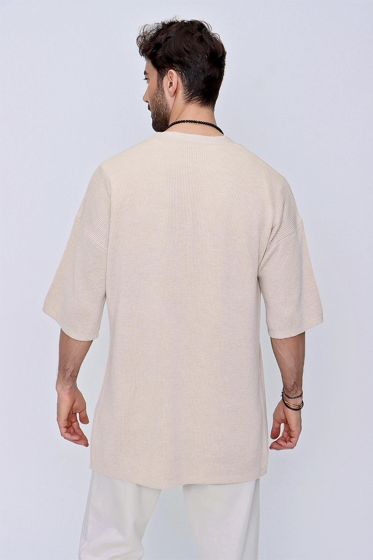 Chuba Erkek Rahat Kalıp Triko Kimono Bej  22SM211