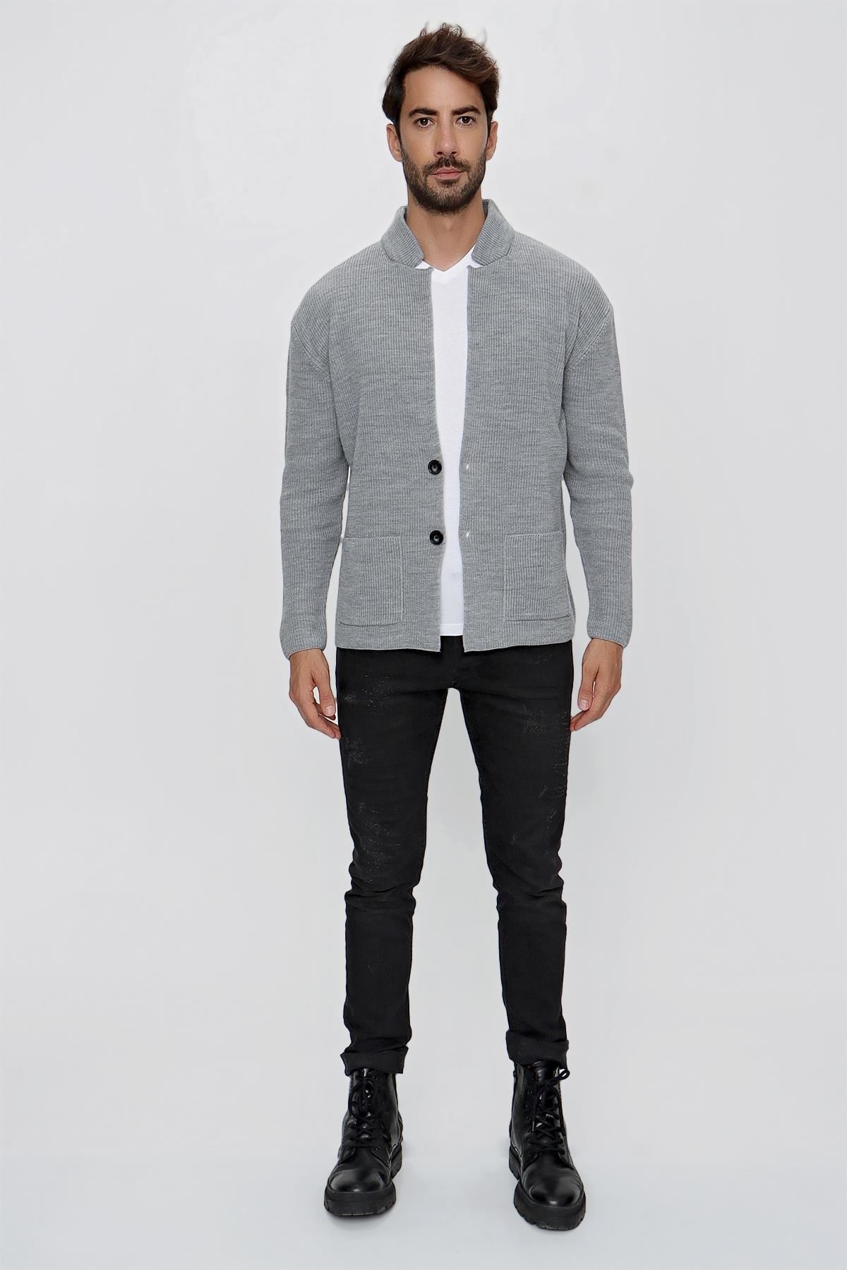 CHUBA Erkek Regular Fit Selanik Triko Hırka Gri 23W208
