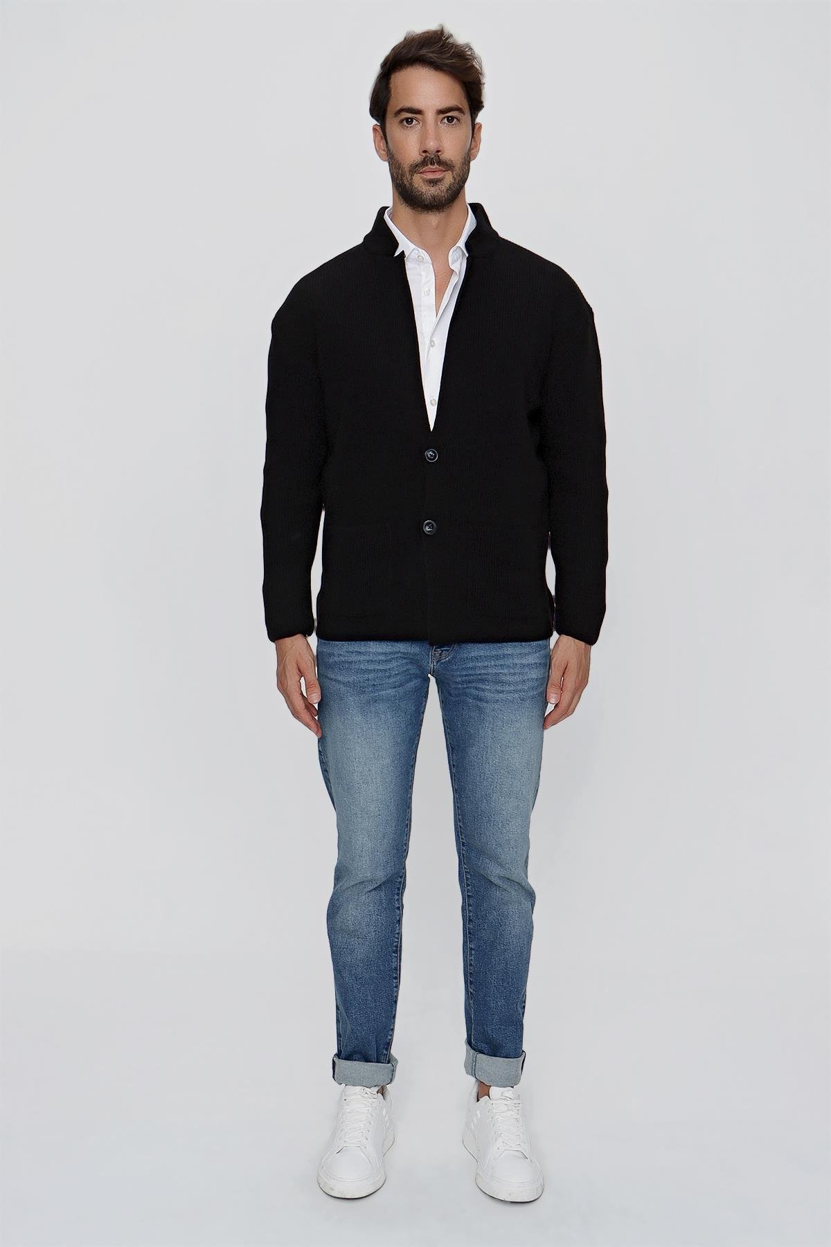 CHUBA Erkek Regular Fit Selanik Triko Hırka Siyah 23W208