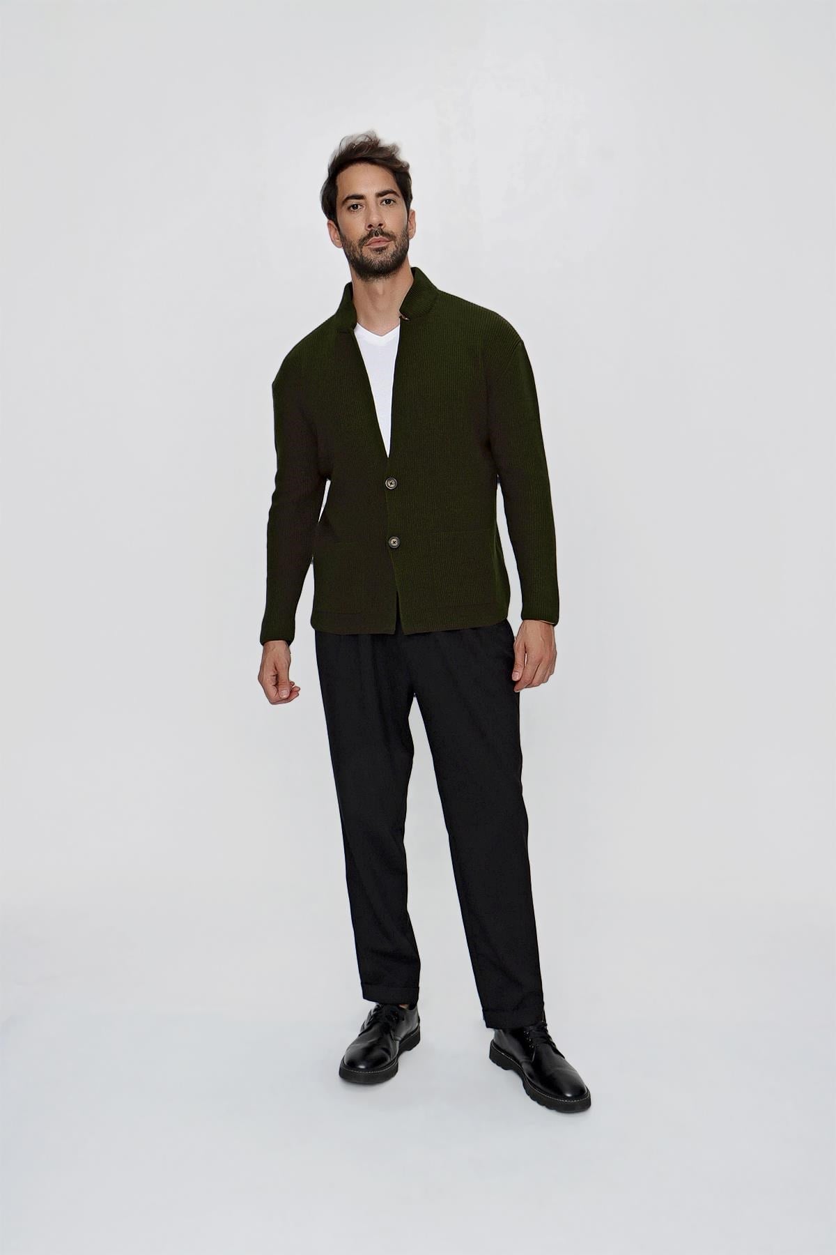 CHUBA Erkek Regular Fit Selanik Triko Hırka Haki 23W208