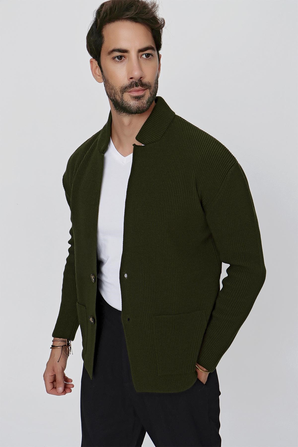 CHUBA Erkek Regular Fit Selanik Triko Hırka Haki 23W208