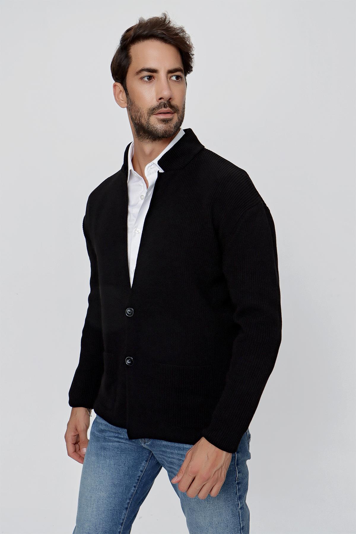 CHUBA Erkek Regular Fit Selanik Triko Hırka Siyah 23W208