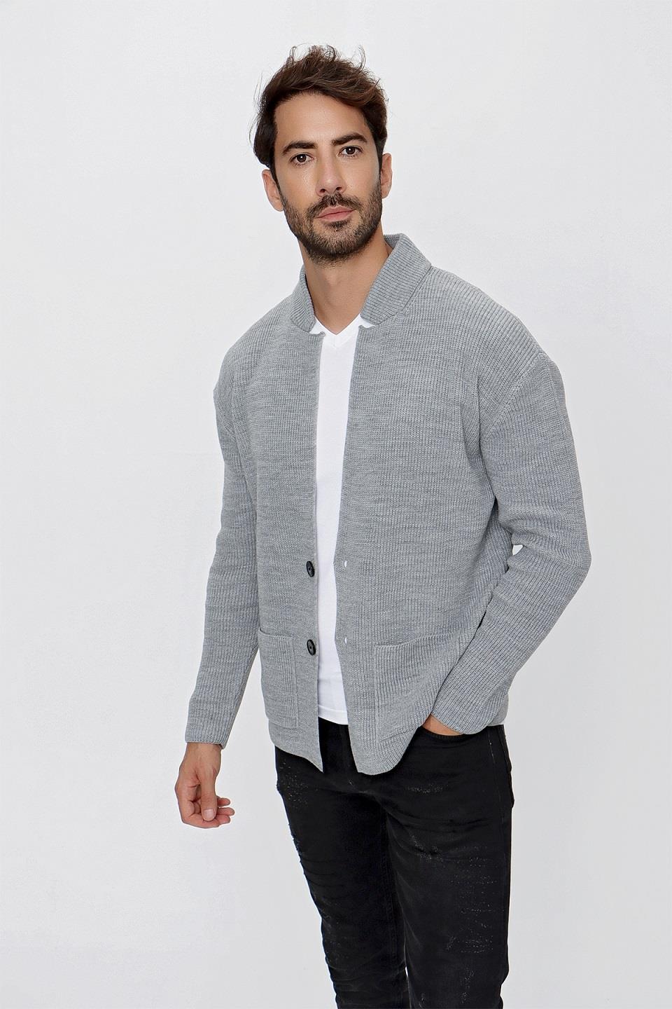 CHUBA Erkek Regular Fit Selanik Triko Hırka Gri 23W208