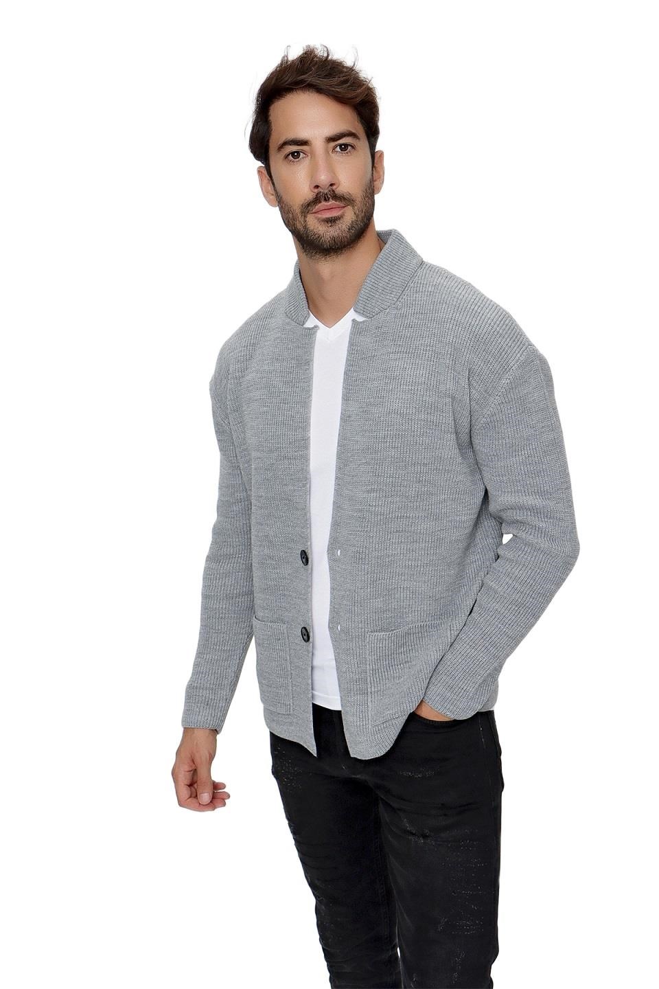 CHUBA Erkek Regular Fit Selanik Triko Hırka Gri 23W208