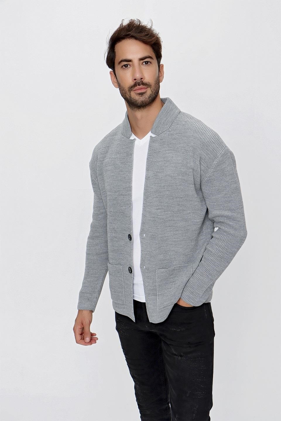 CHUBA Erkek Regular Fit Selanik Triko Hırka Gri 23W208