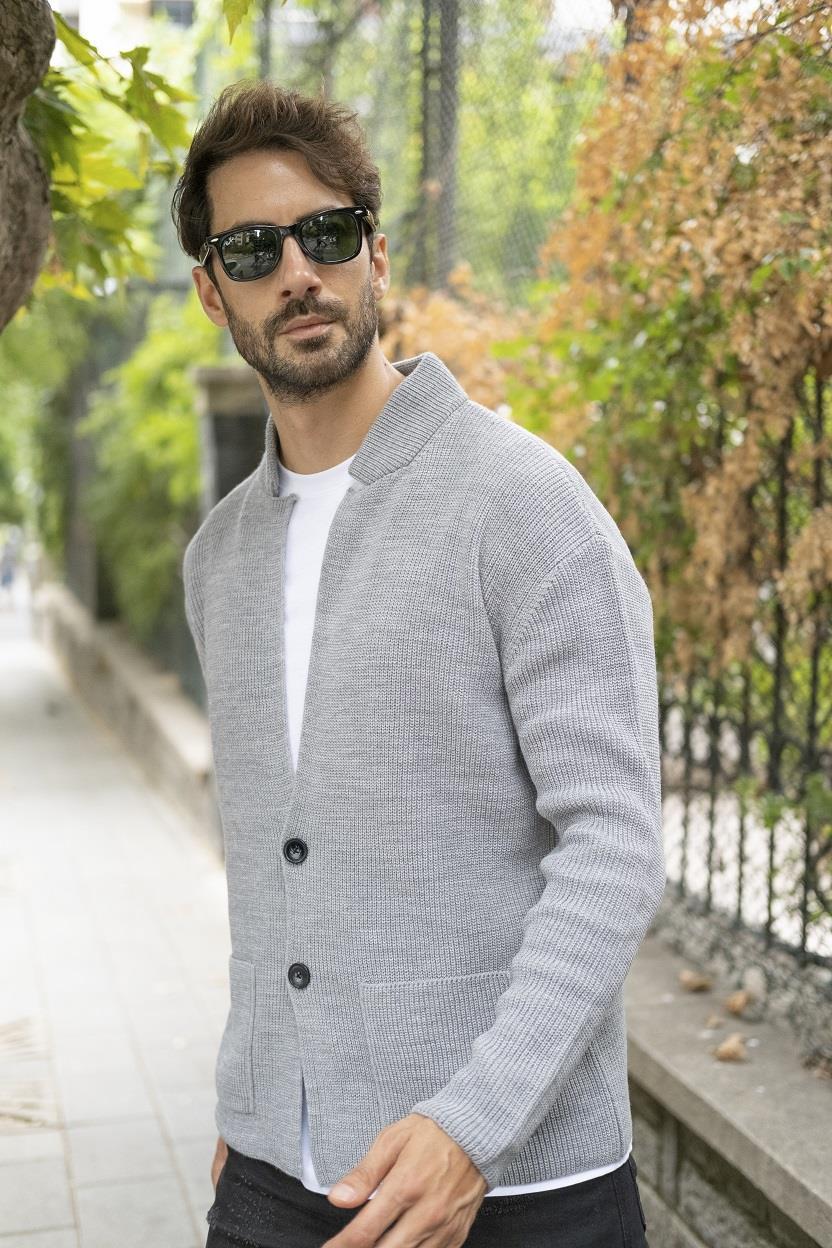 CHUBA Erkek Regular Fit Selanik Triko Hırka Gri 23W208