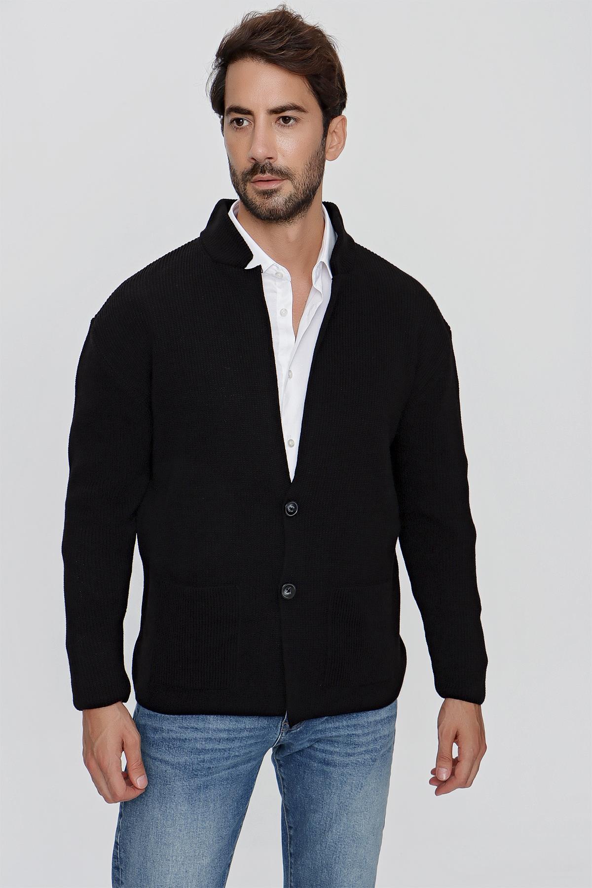 CHUBA Erkek Regular Fit Selanik Triko Hırka Siyah 23W208