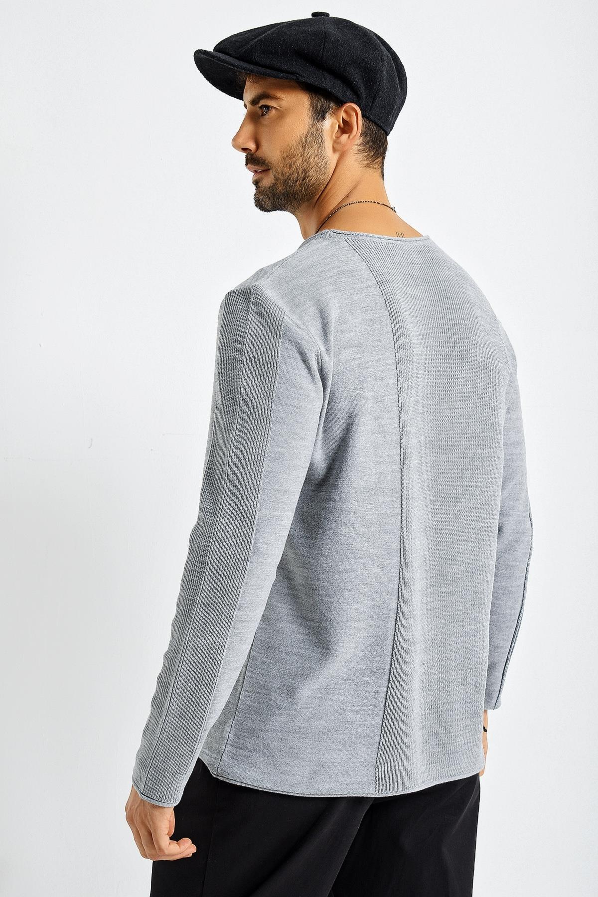 Chuba Erkek Roll Yaka Panel Desen İnce Spor Triko Kazak 21W306