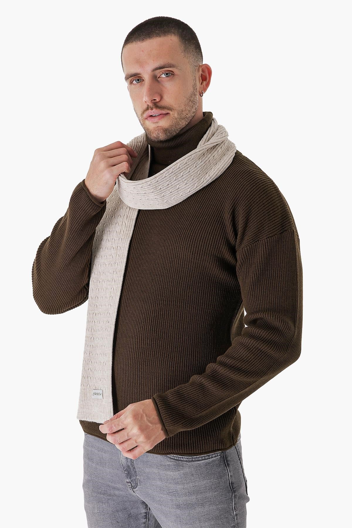 Chuba Erkek Saç Örgü Atkı Bej 23W502
