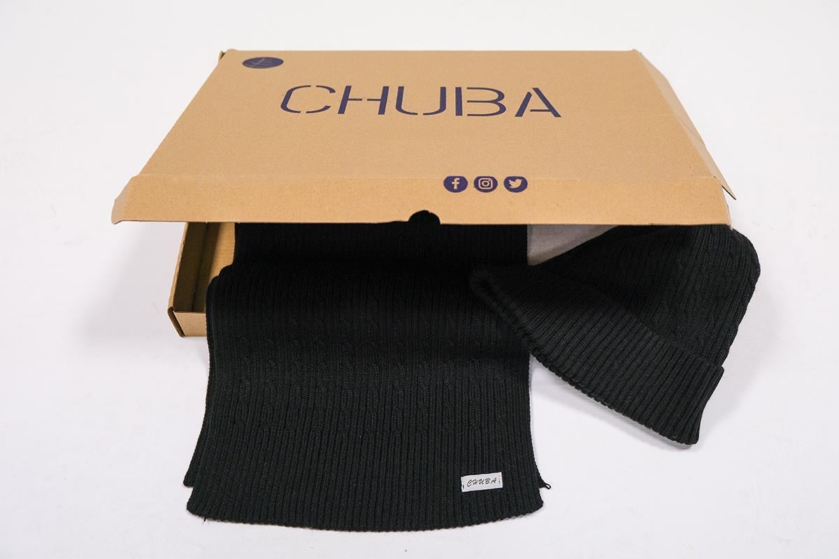 Chuba Erkek Saç Örgü Atkı Bere Takımı Siyah 23W501