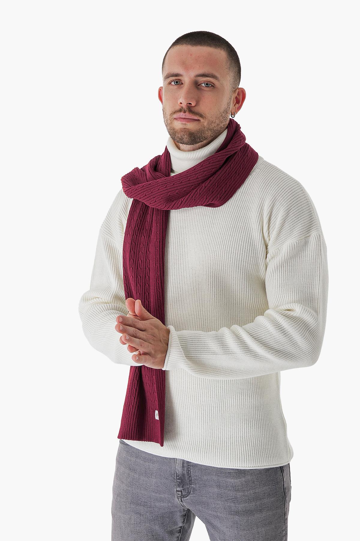 Chuba Erkek Saç Örgü Atkı Bordo 23W502