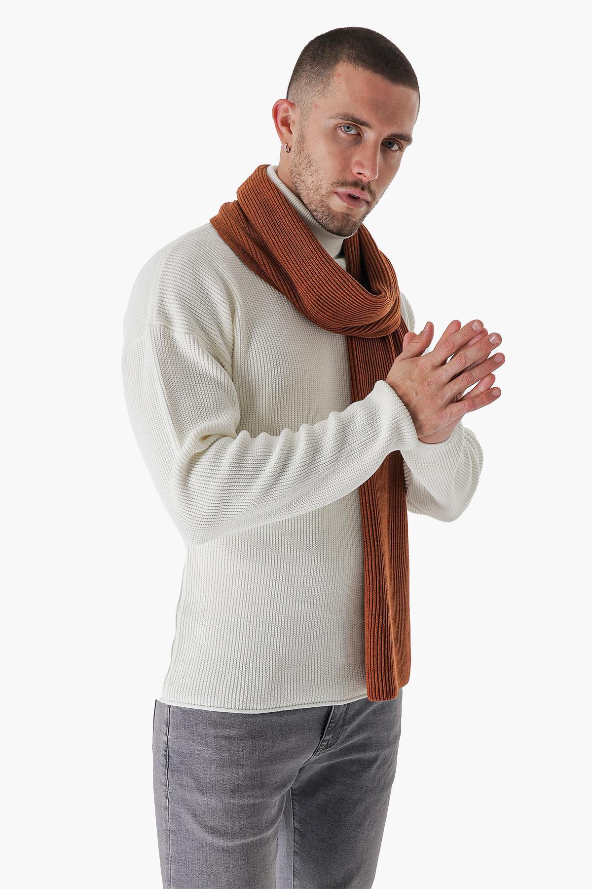 Chuba Erkek Selanik Örgü Triko Atkı Tarçın 22W853