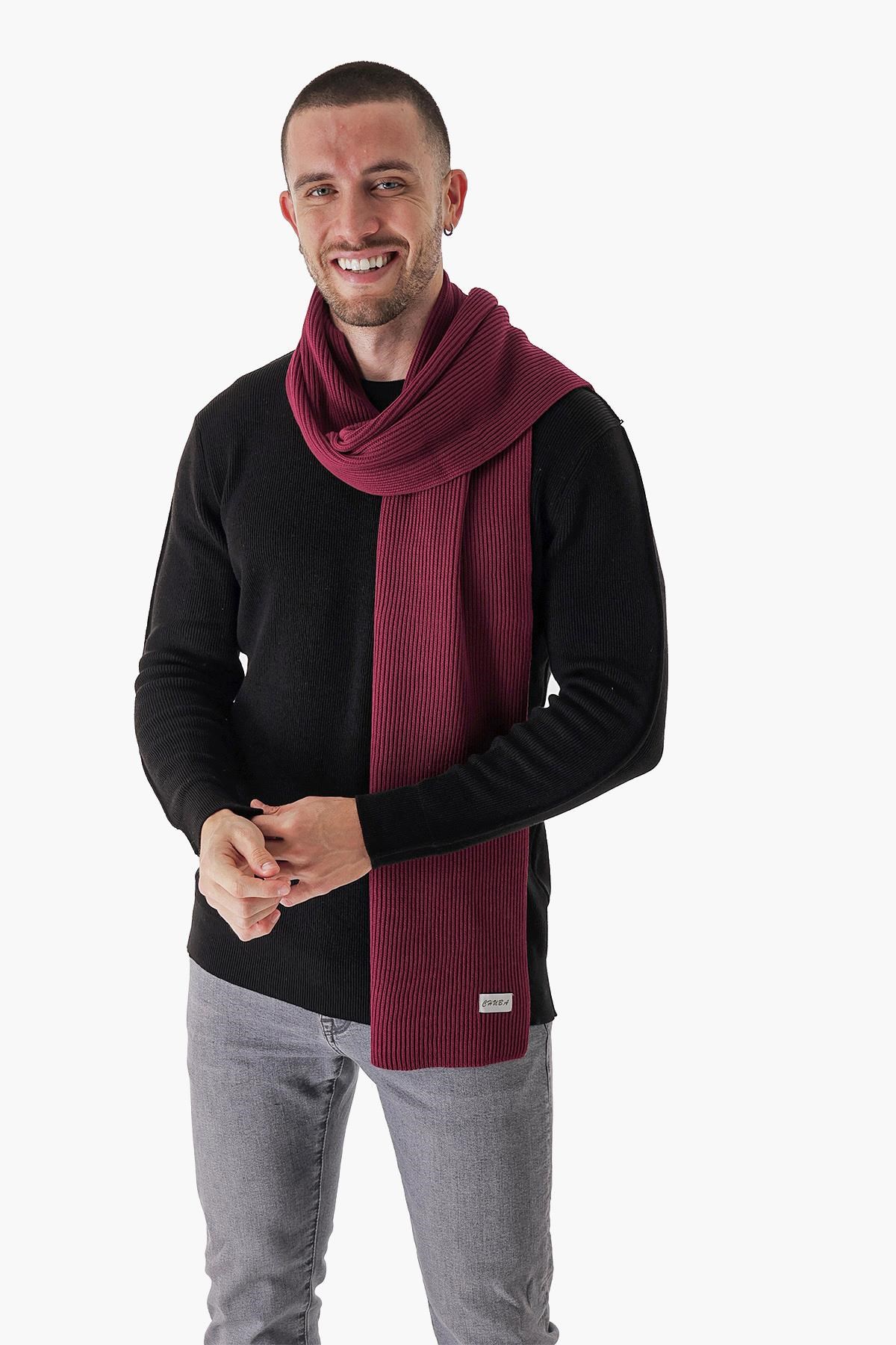 Chuba Erkek Selanik Örgü Triko Atkı Bordo 22W853