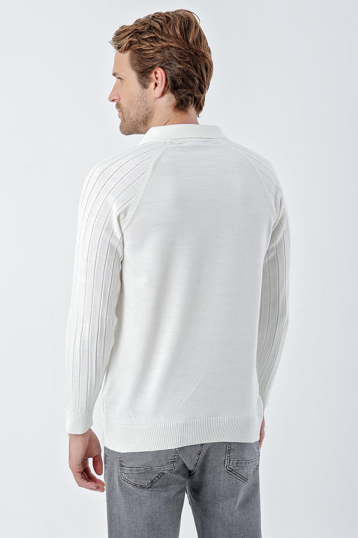 Chuba Erkek Standart Fit Reglan Kol Polo Yaka Triko Kazak Ekru 24W210