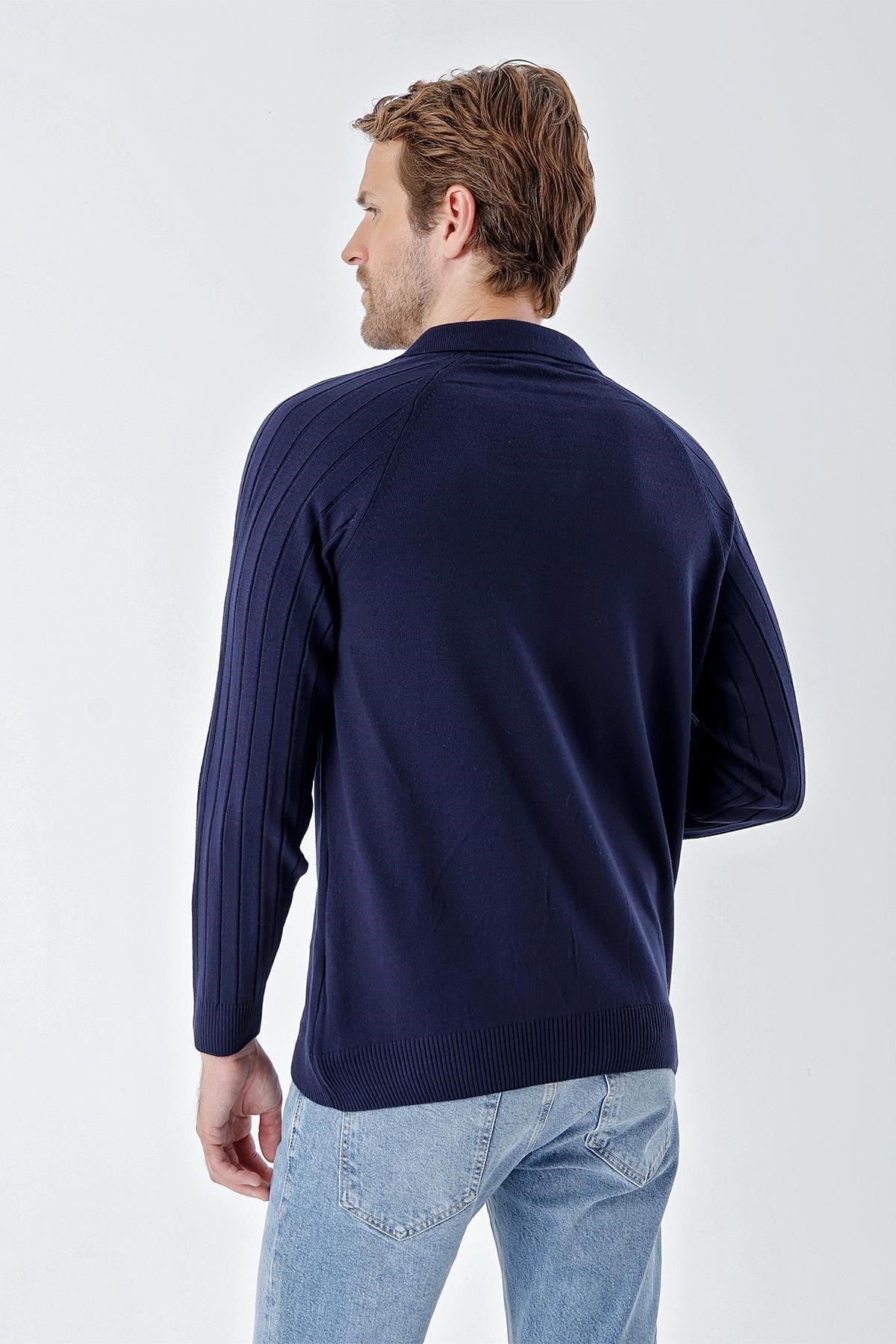 Chuba Erkek Standart Fit Reglan Kol Polo Yaka Triko Kazak Lacivert 24W210