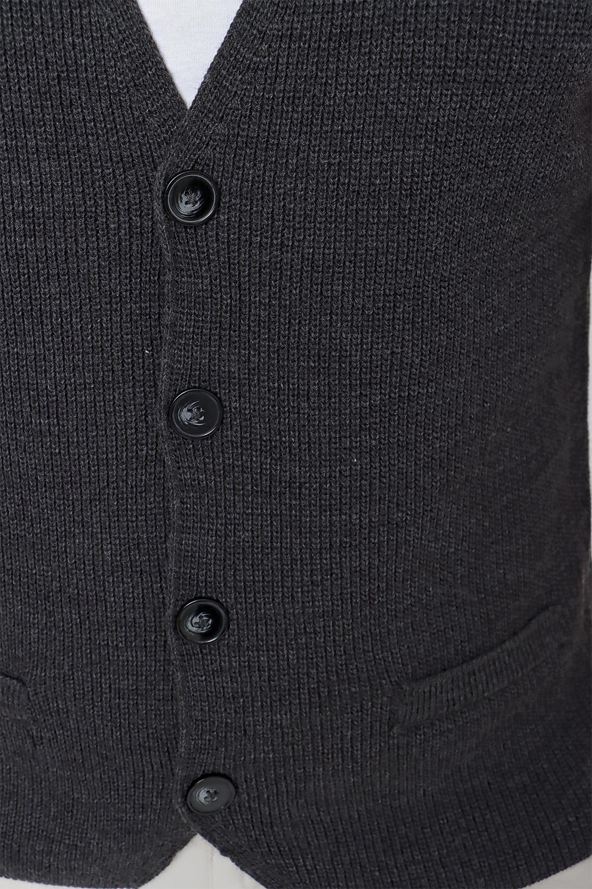 CHUBA Erkek Süs Cepli Regular Fit Triko Yelek Antrasit 23W218