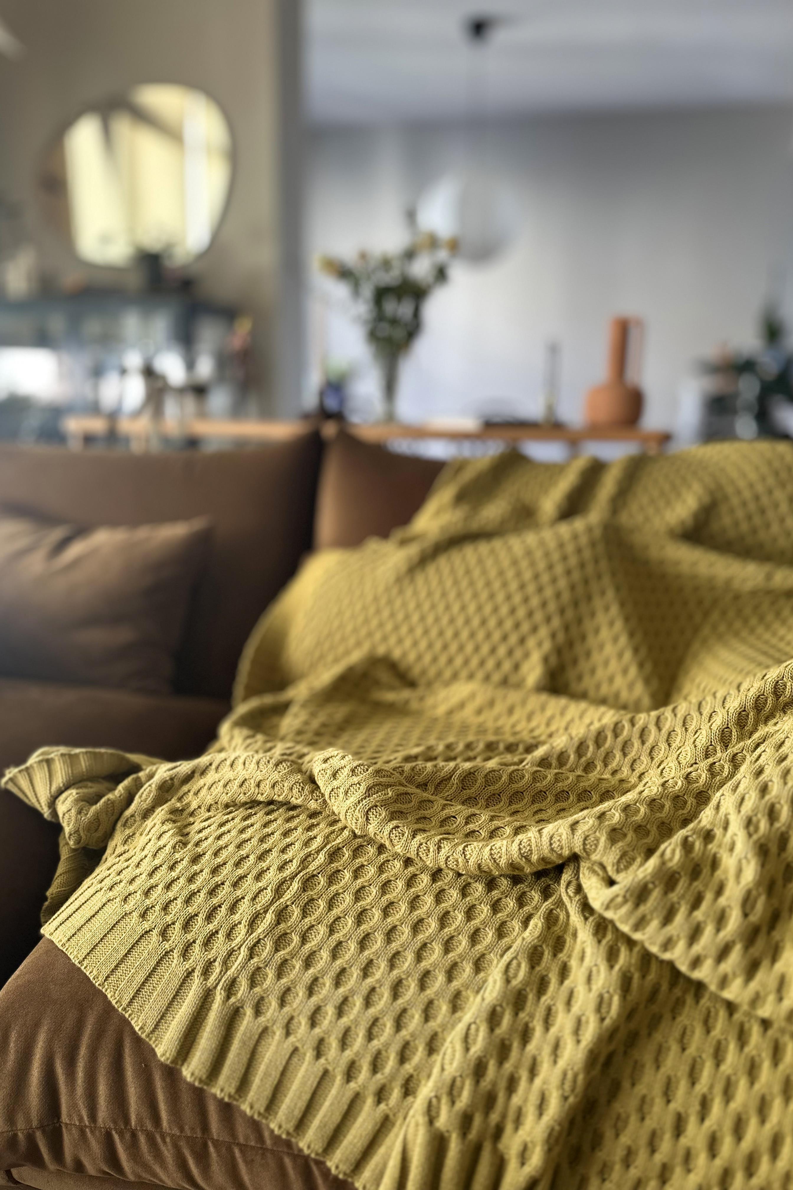 CHUBA HOME Dokulu Tv Battaniyesi - Koltuk Şalı (130cmx170cm) Olive CHOME101