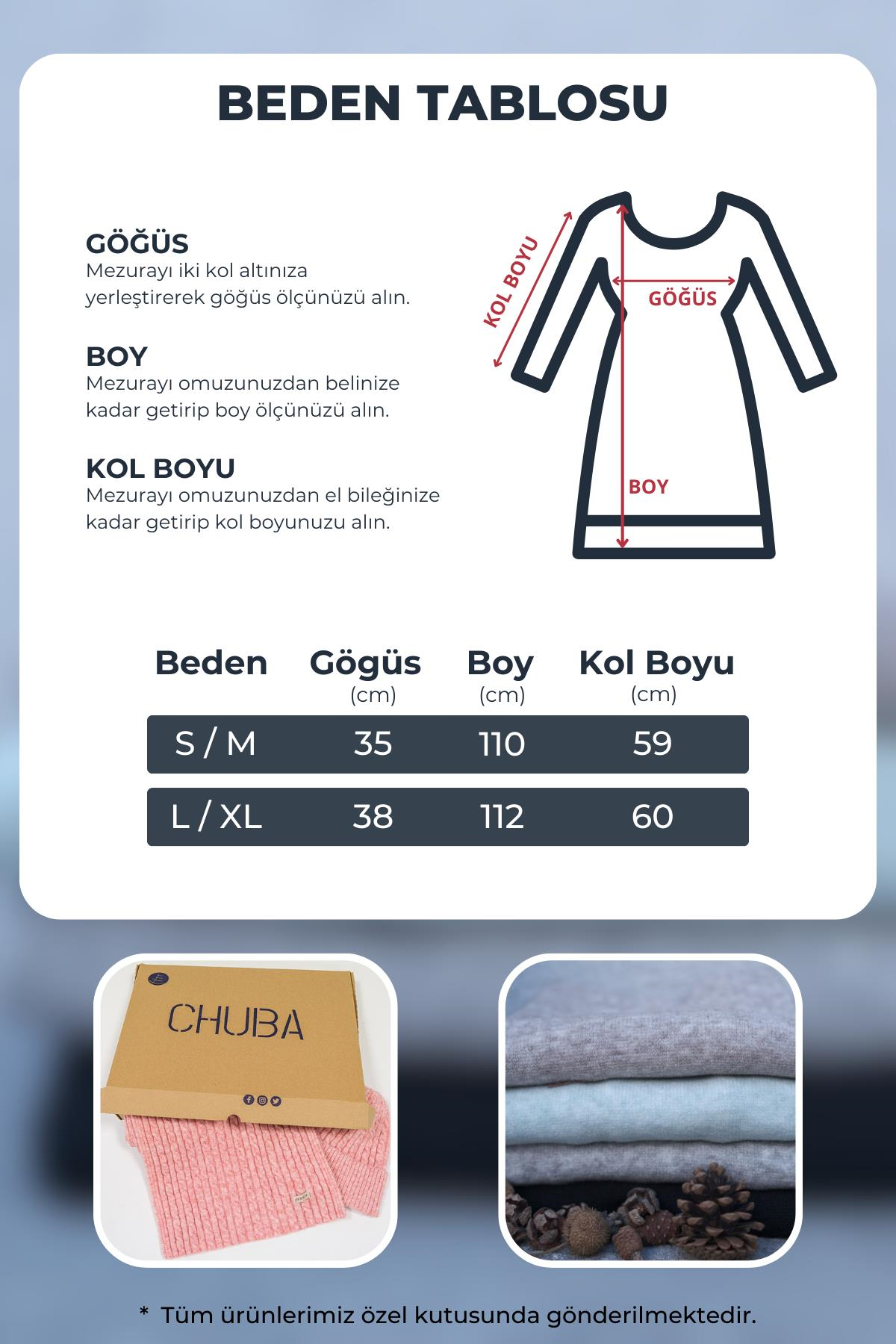Chuba Kadın Bisiklet Yaka Fitilli Diz Altı Triko Elbise Bej 24W119