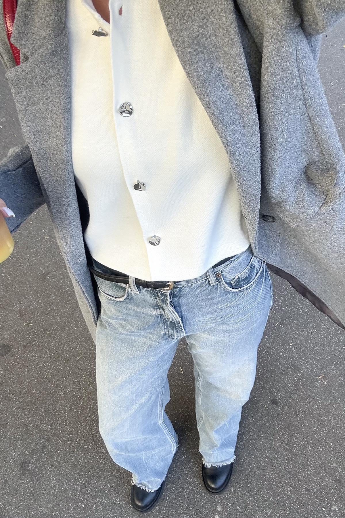 Chuba Kadın Bisiklet Yaka Gümüş Düğme Aksesuarlı Triko Yelek Ekru 26W3035