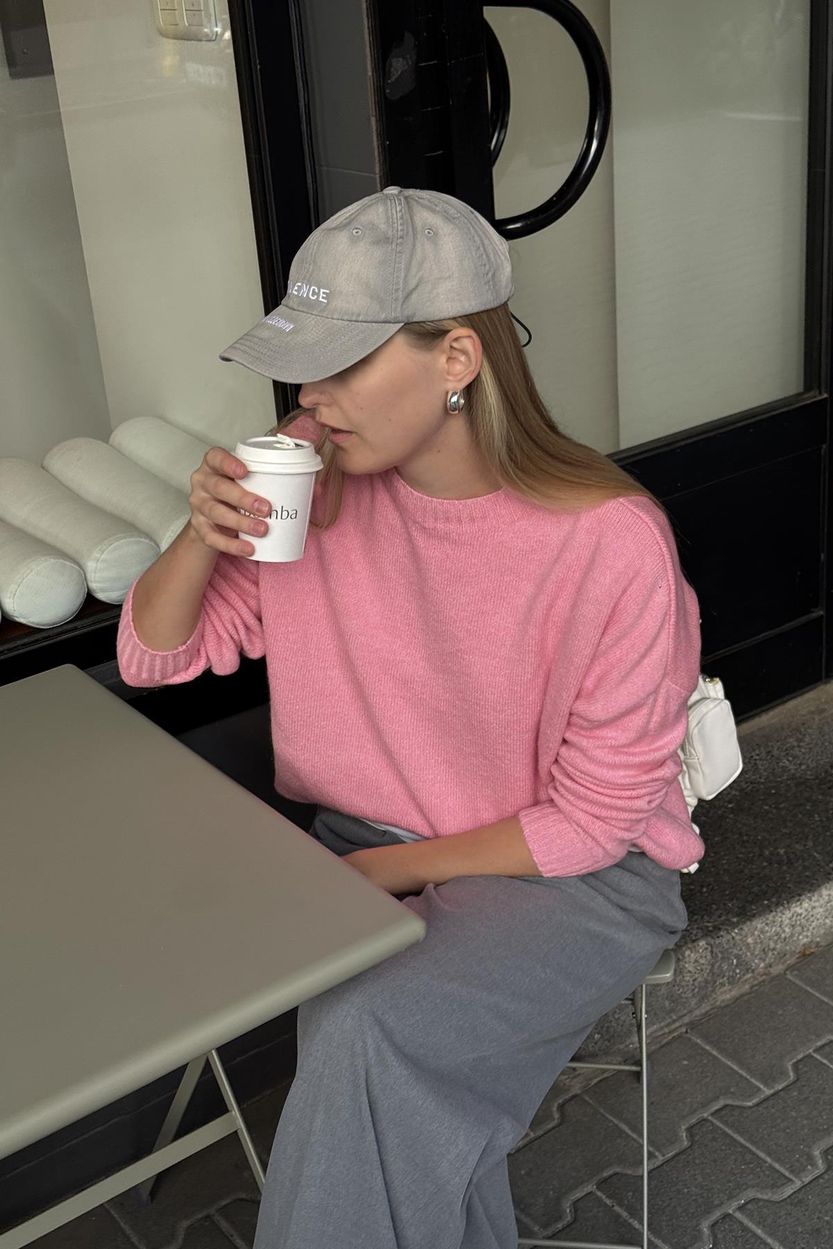 Chuba Kadın Bisiklet Yaka Yumuşak Dokulu Triko Kazak Pembe 26W3032