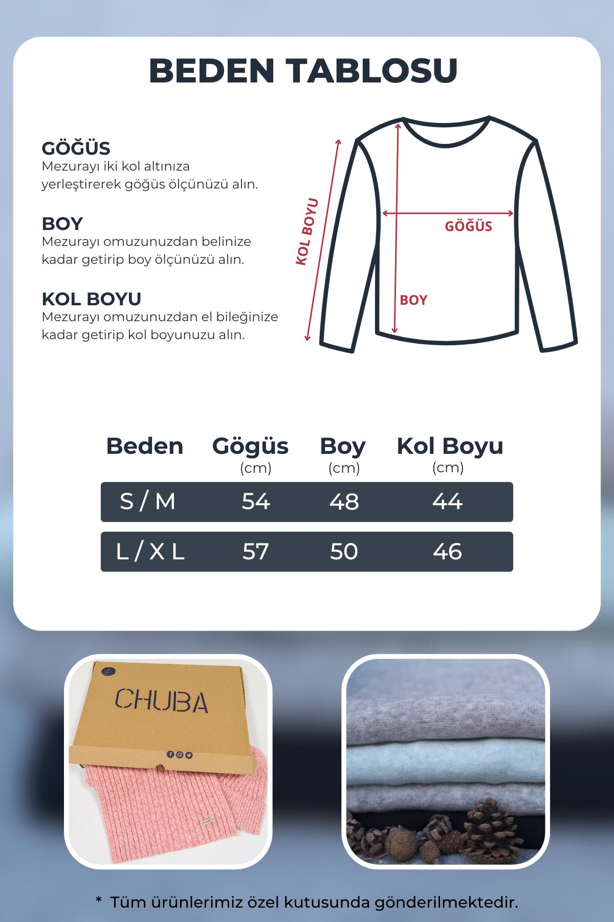 Chuba Kadın Desenli İspanyol Kol Rahat Kalıp Bisiklet Yaka Triko Kazak Beyaz 25W3006