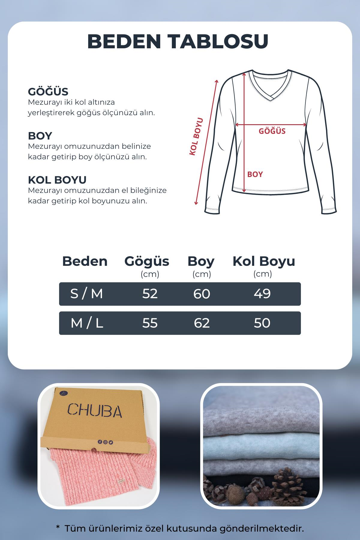 Chuba Kadın Ekru V Yaka Kontrast Çizgi Detaylı Rahat Kalıp Selanik Triko Kazak 22WK209