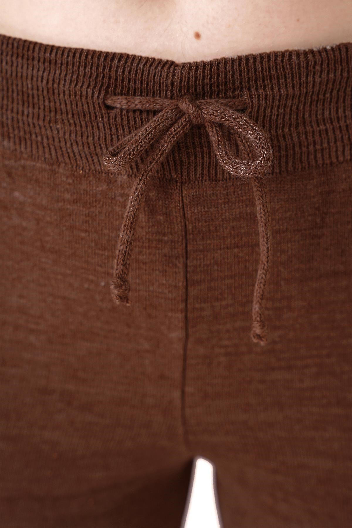 Chuba Kadın Geniş Paça Normal Kalıp Triko Pantolon Kahverengi 24W120