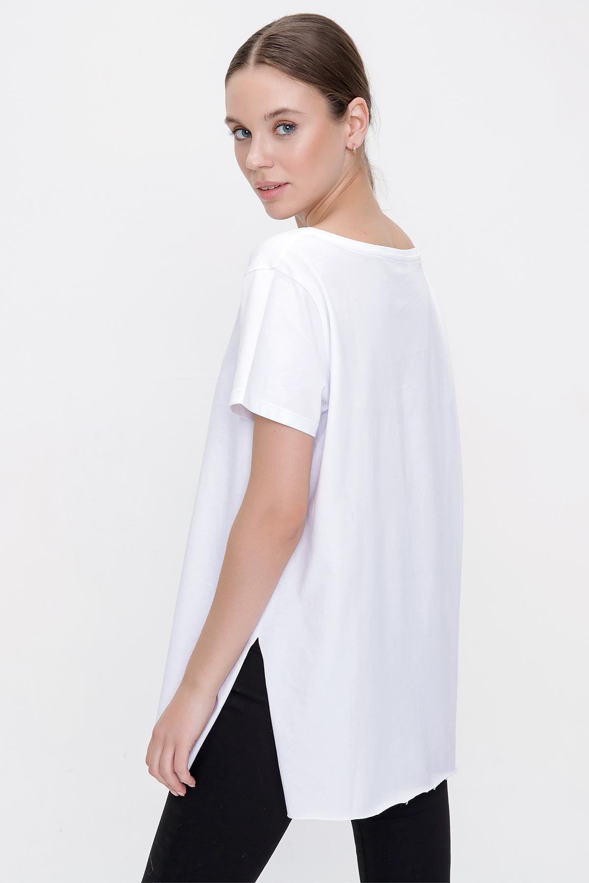 Chuba Kadın İkili Kombin Takım T-Shirt Triko Panço Vizon 22WK223