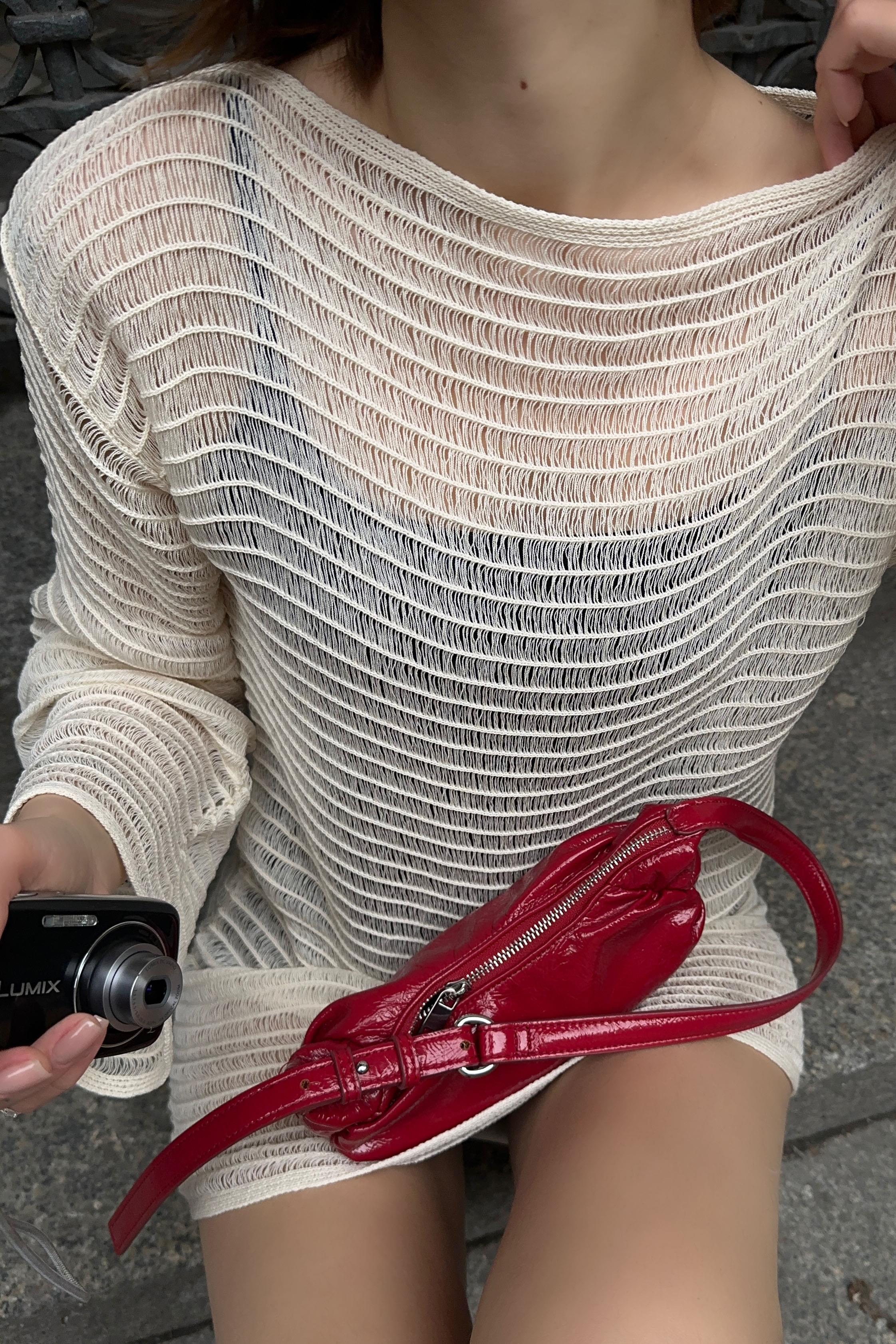 Chuba Kadın İspanyol Kol File Örgü Mini Triko Plaj Elbisesi Vanilya 25S3026