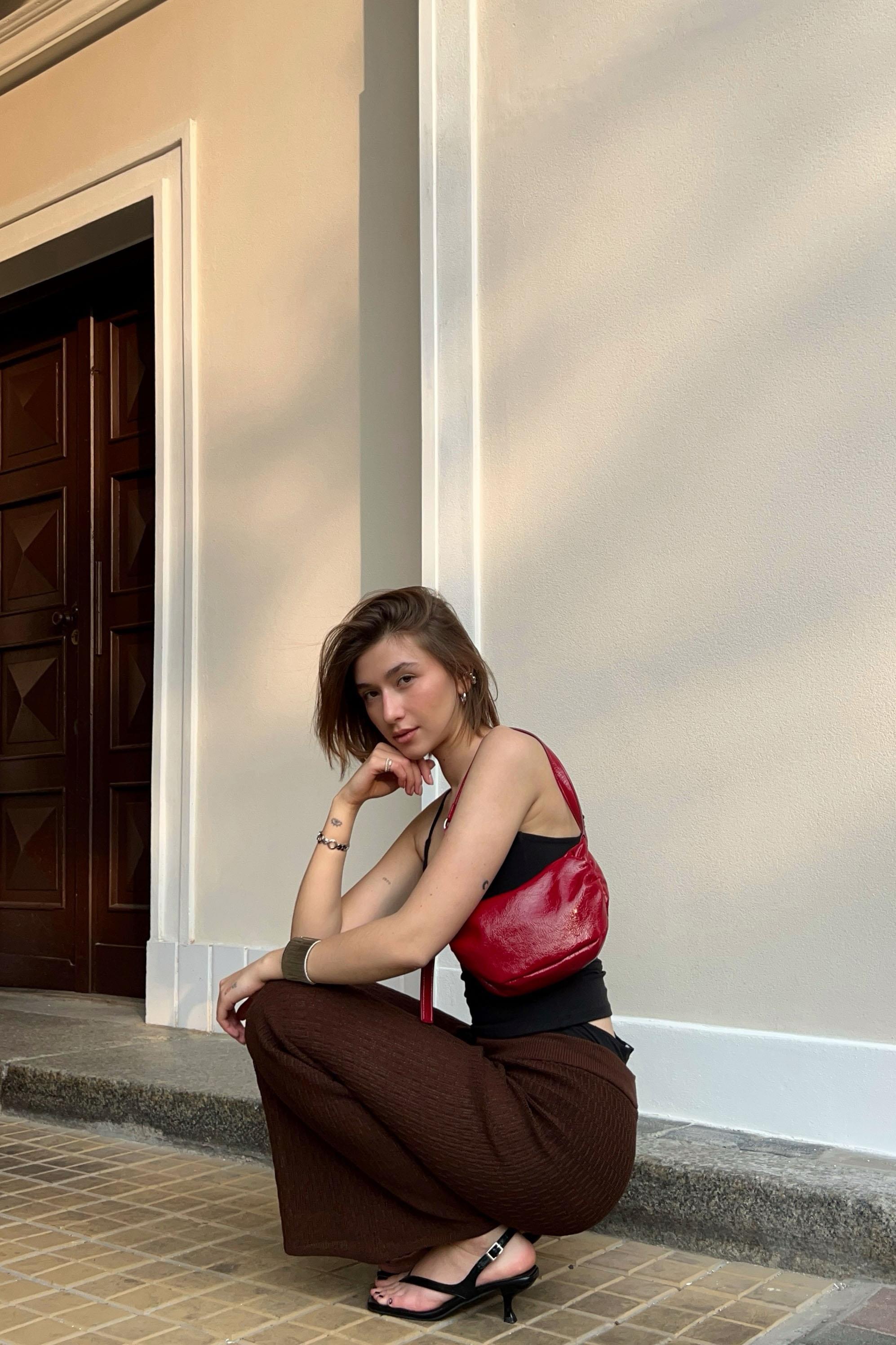 Chuba Kadın İspanyol Paça Triko Flare Fit Desenli Pantolon Kahve 25S3028