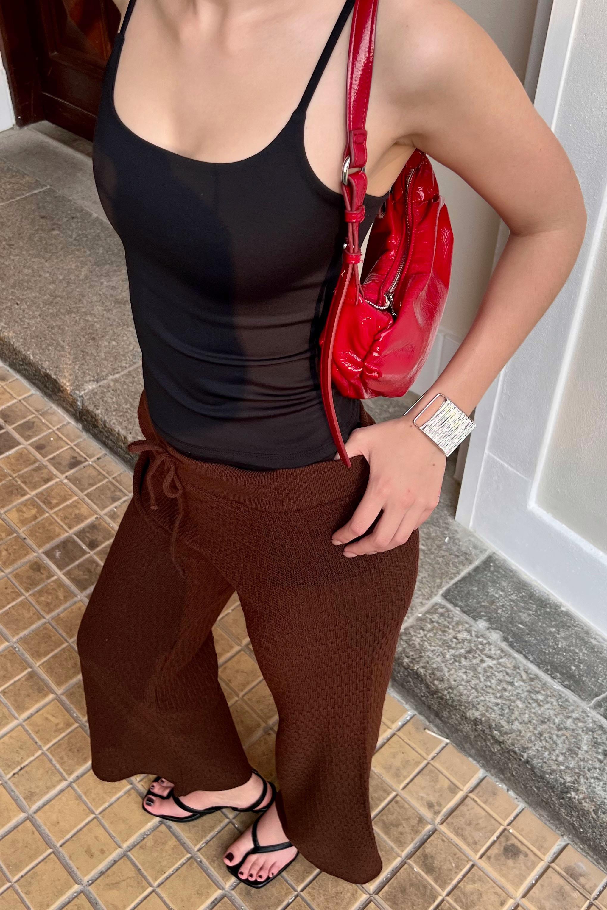 Chuba Kadın İspanyol Paça Triko Flare Fit Desenli Pantolon Kahve 25S3028