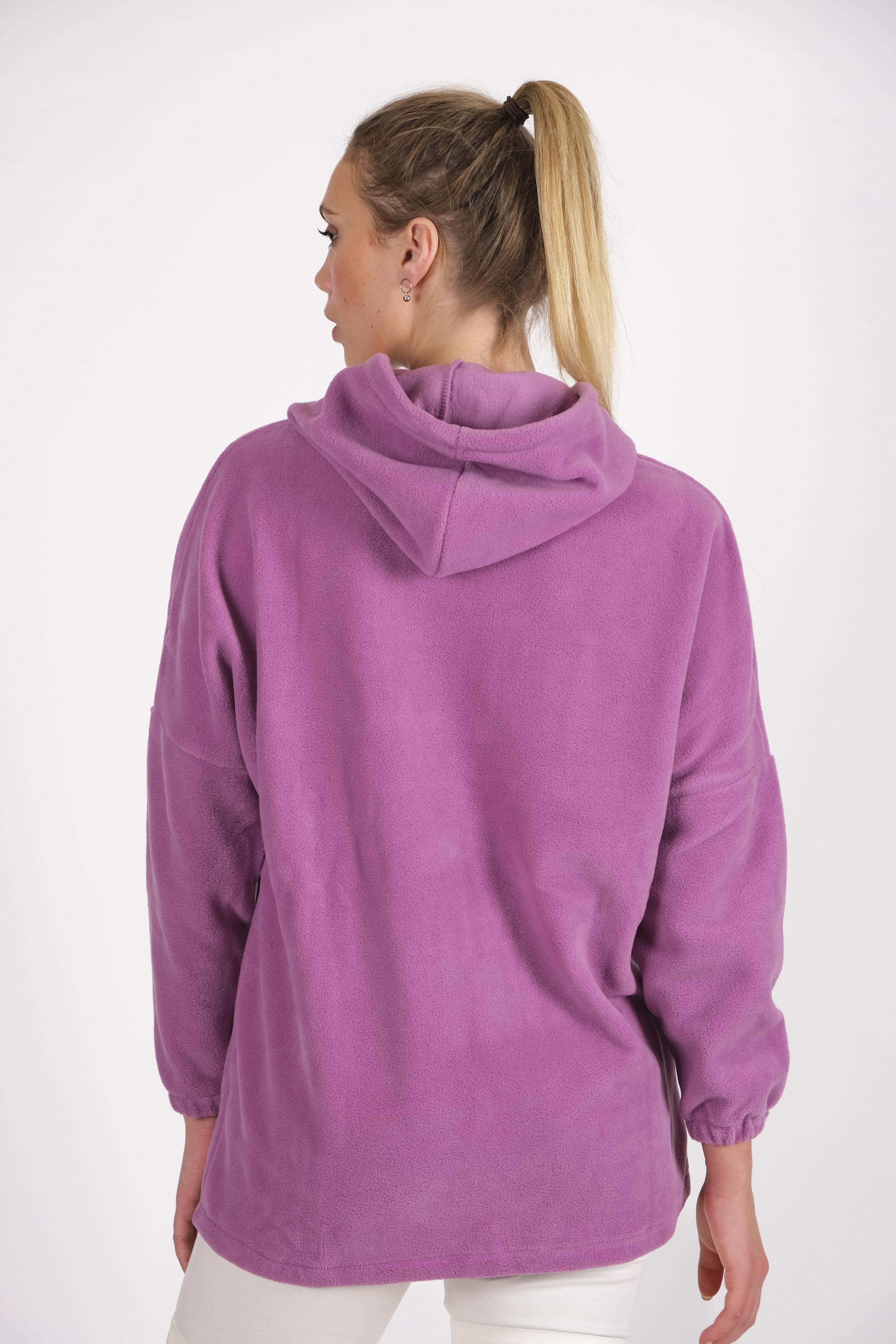 CHUBA Kadın Lila Kapüşonlu Oversize Outdoor Retro Polar Hoodie 22WK299