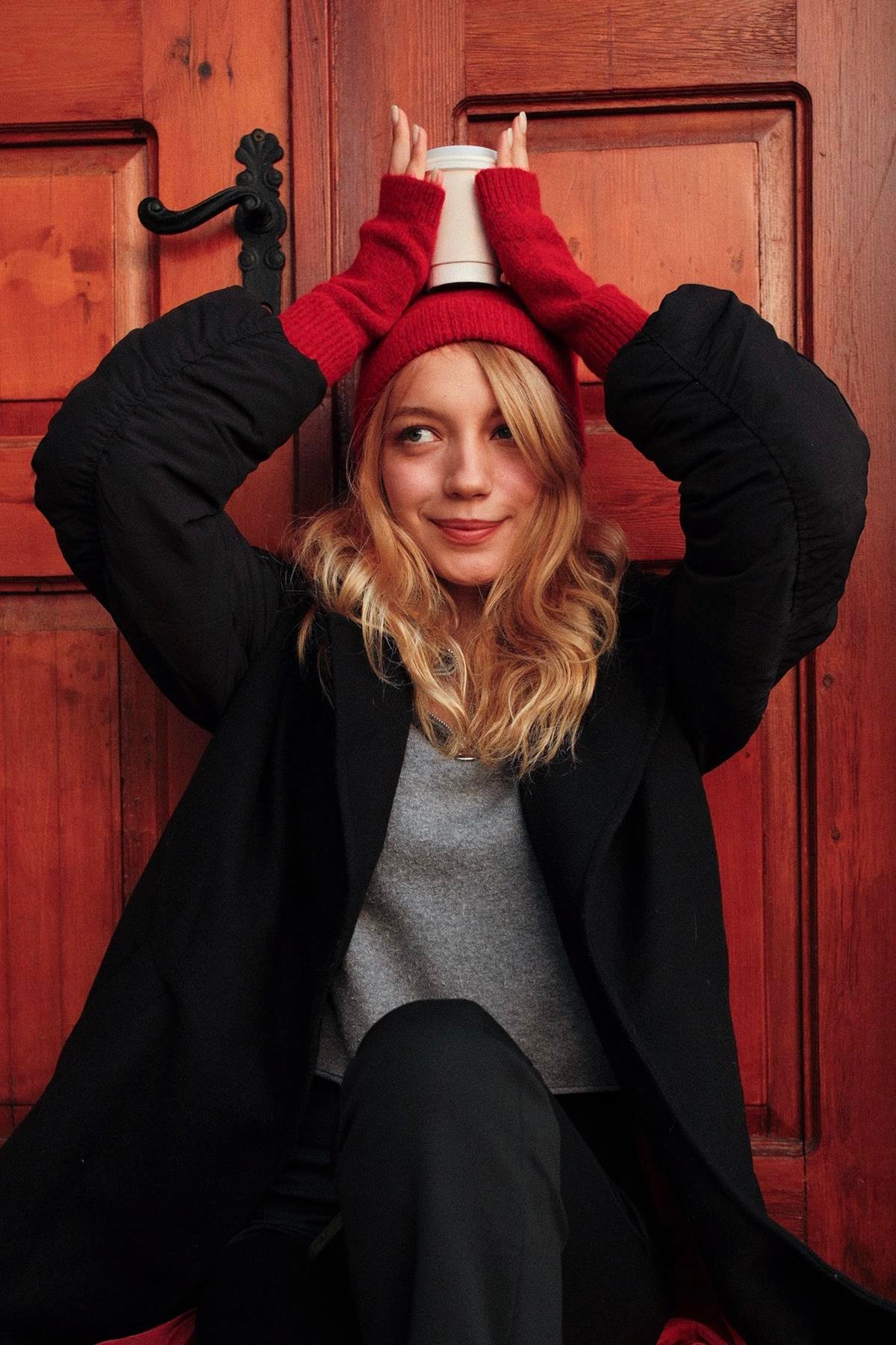 Chuba Kadın Triko Bere ve Eldiven İkili Takım Set Kırmızı 26W5005