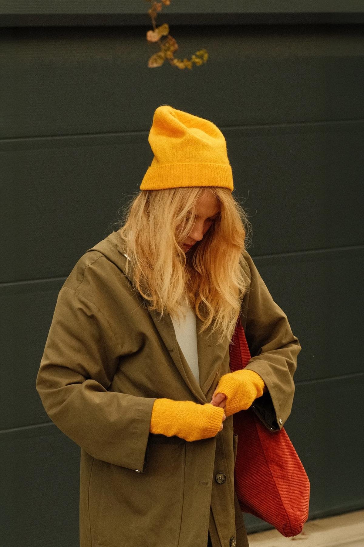 Chuba Kadın Triko Bere ve Eldiven İkili Takım Set Sarı 26W5005