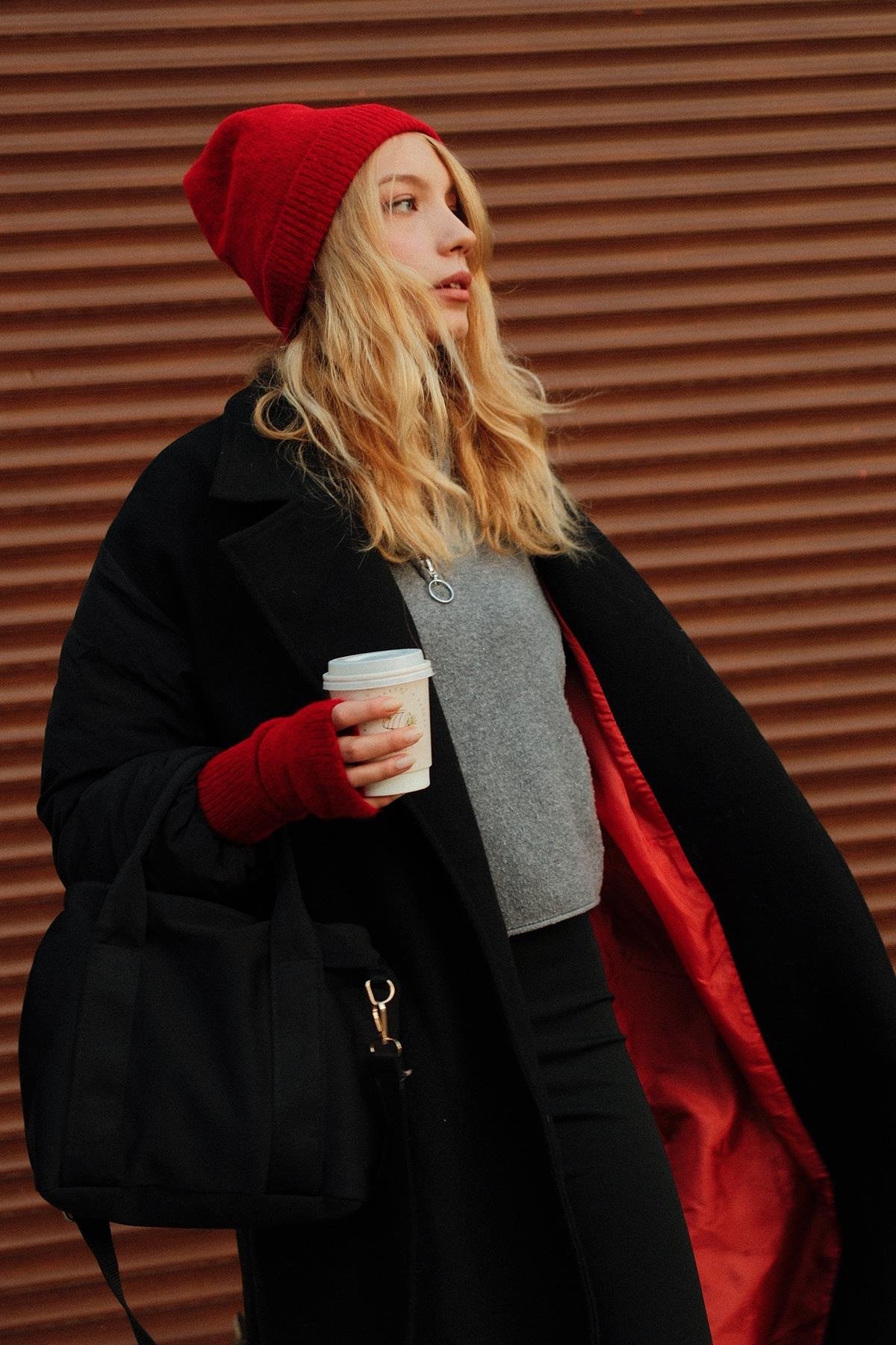 Chuba Kadın Triko Bere ve Eldiven İkili Takım Set Kırmızı 26W5005